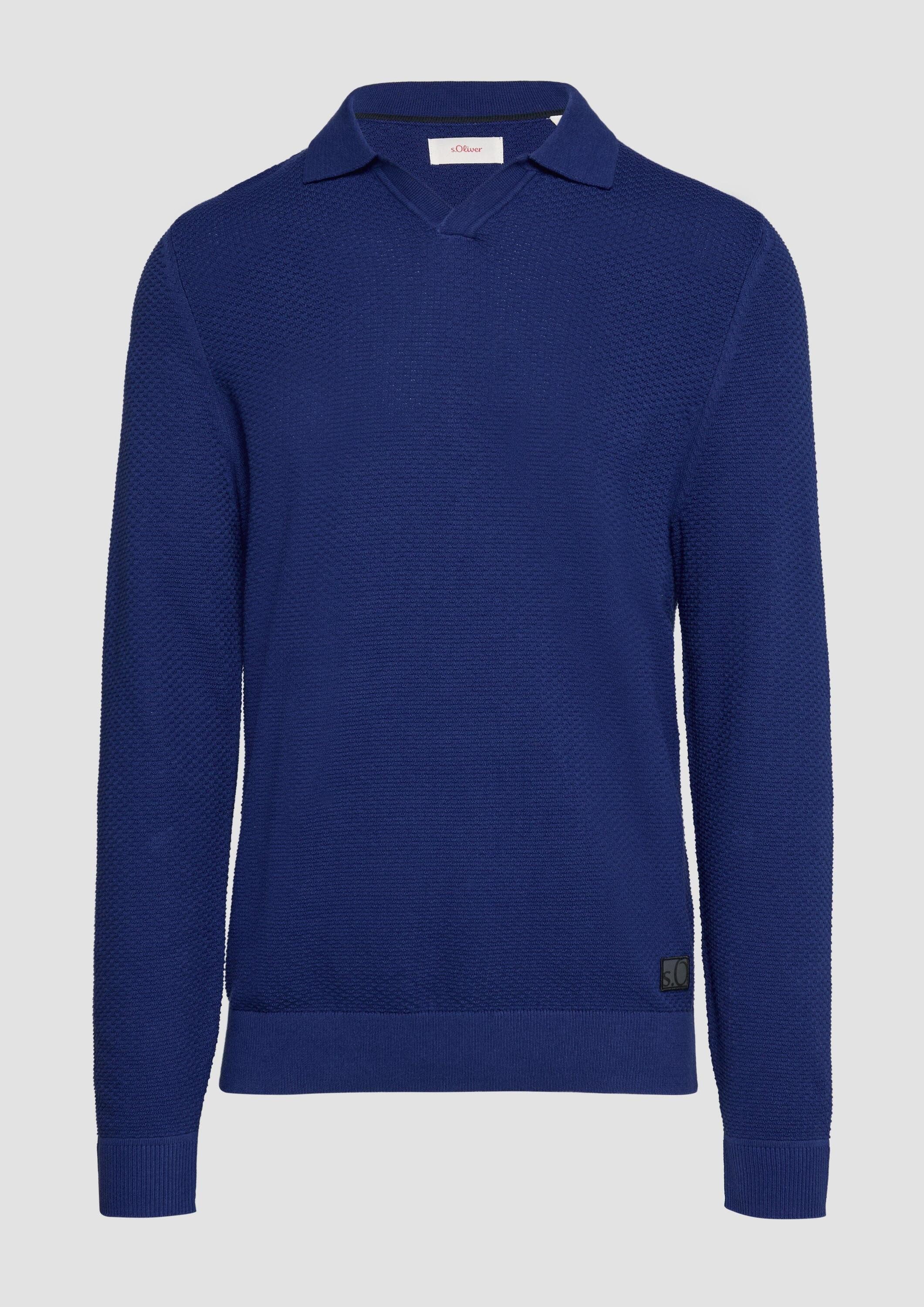 s.Oliver Longpullover Strickpullover Strukturierter Strickpullover mit Polokragen