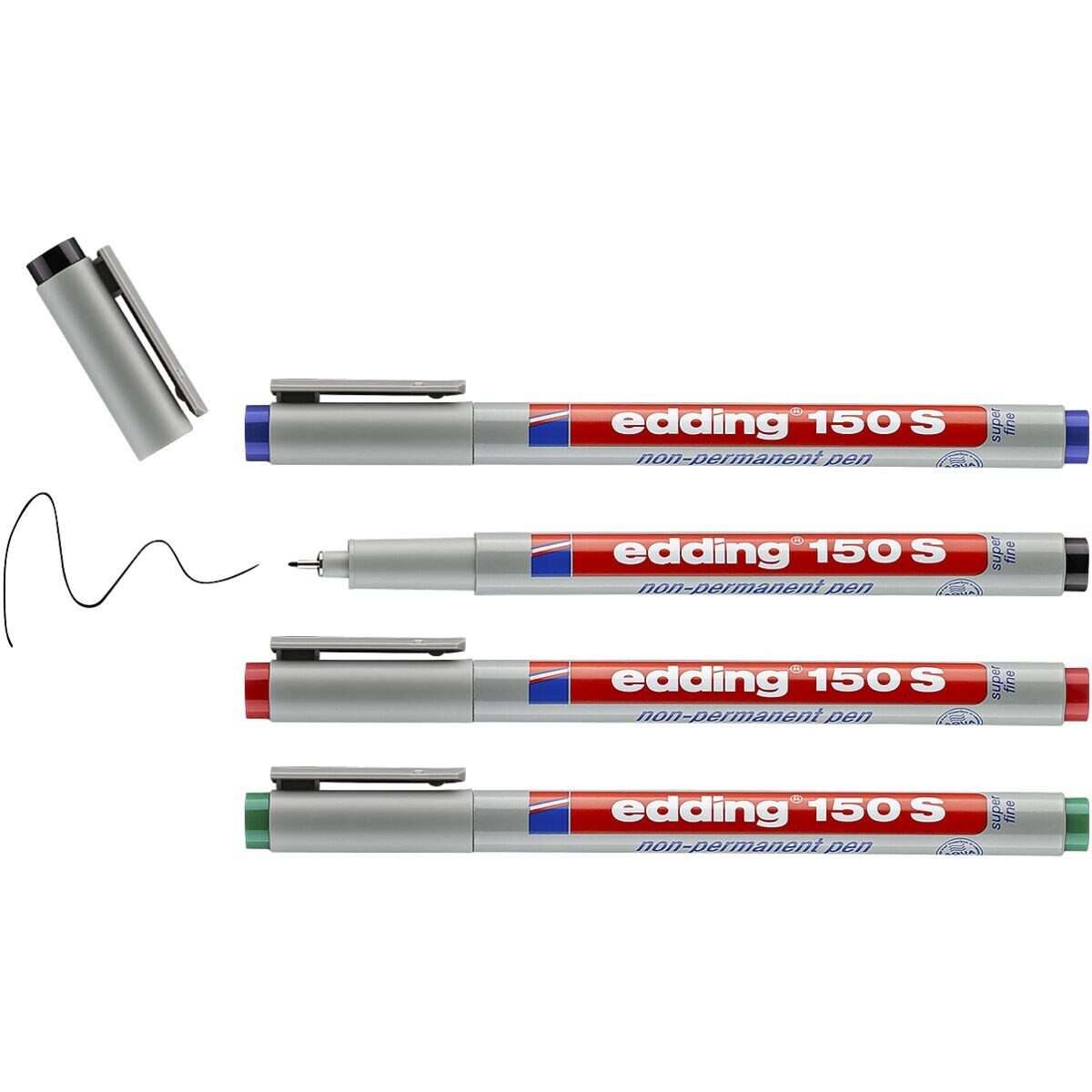edding Folienstift e-150 S, (4-tlg), mit non-permanenter Tinte