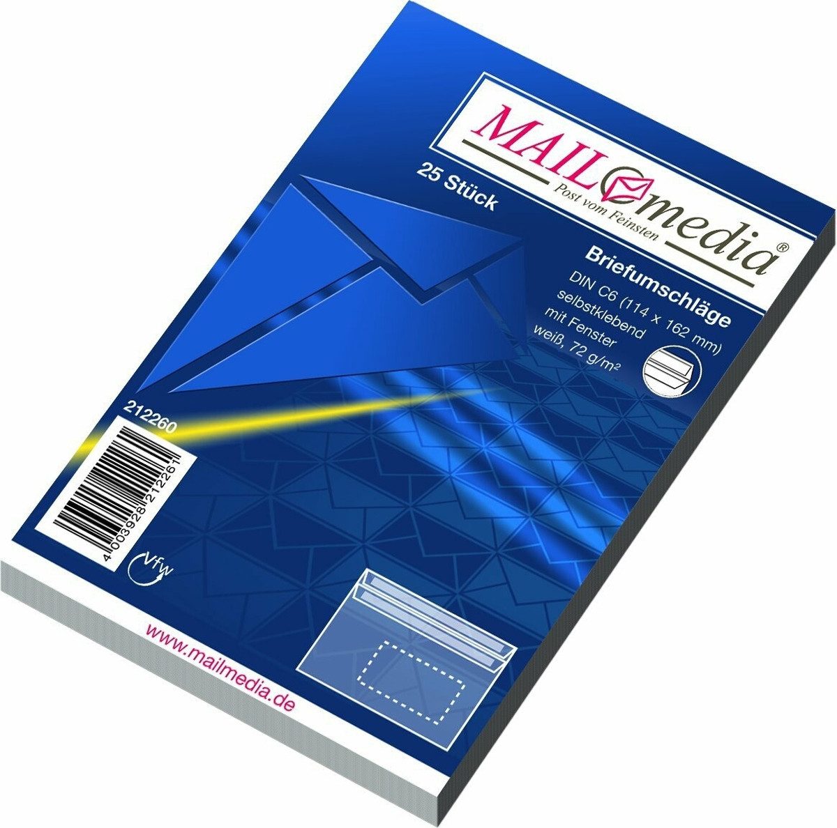 Elepa Briefumschlag Briefumschläge C6 mit Fenster selbstklebend weiß VE=25 Stück