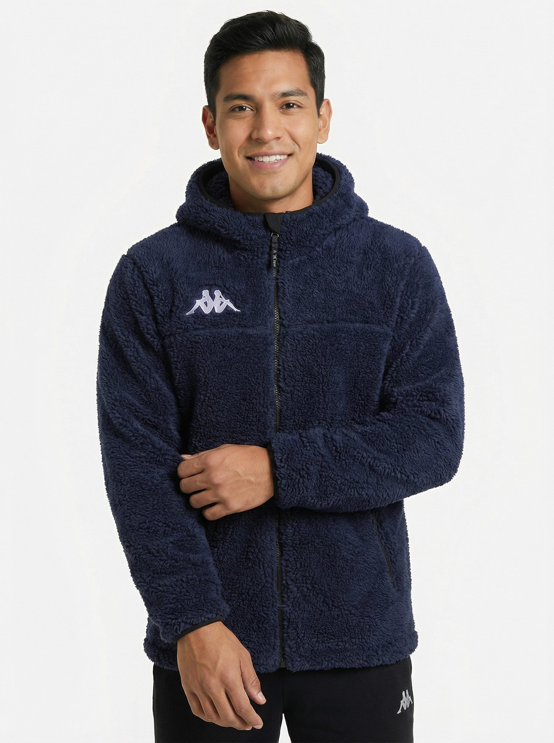 Kappa Plüschjacke Plüschjacke 6cento 635S mit kuscheligem Teddy-Fell S Dunkelblau