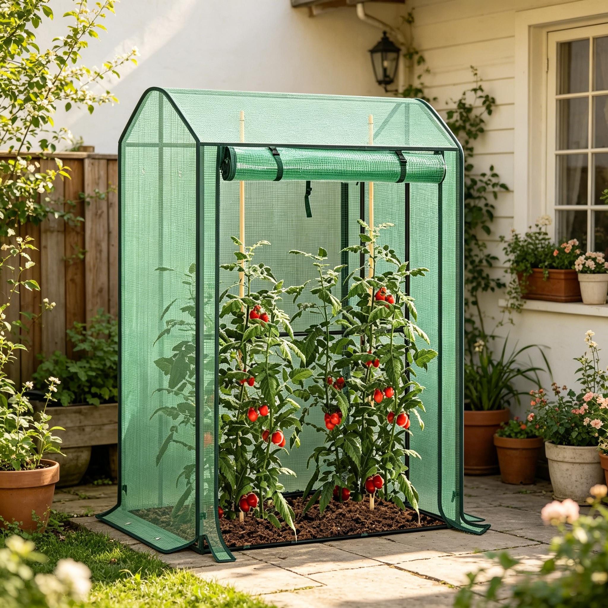 CHICFURN Gewächshaus Langlebiges Pflanzenzelt für Balkon, Patio und Garten, Packung, 100 x 83 x 150 cm, kompakte Bauweise, Grün, mit rollbarer Front-Reißverschlusstür