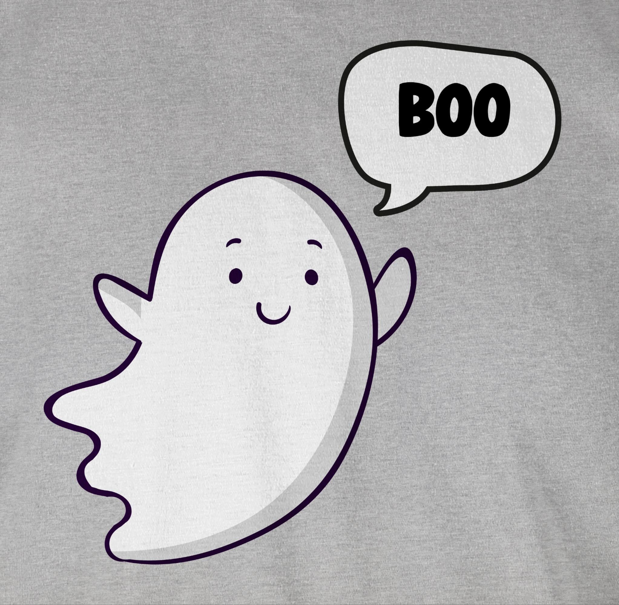 Halloween Herren Gespenst Geist Geister Süßer 4 meliert kleiner Grau Shirtracer Kostüme Ghost Rundhalsshirt