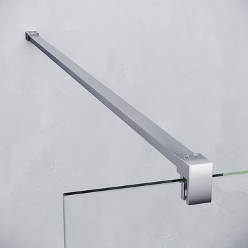 SONNI Walk-in-Dusche Duschkabine Duschabtrennung Duschwand mit Haltestange, 8mm Einscheibensicherheitsglas mit Nano Beschichtung, mit Verstellbereich, Höhe 200cm