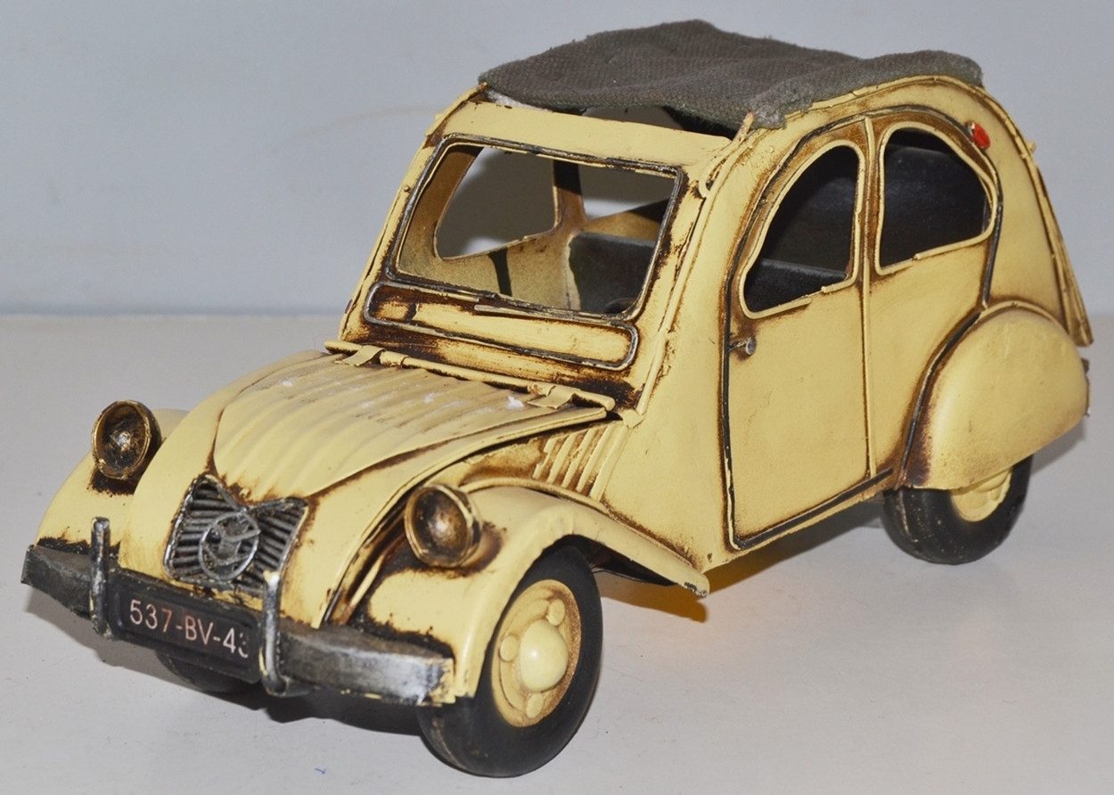Modellauto Blech Modellauto Oldtimer Citroen 2CV Ente aus Blech L 28 cm