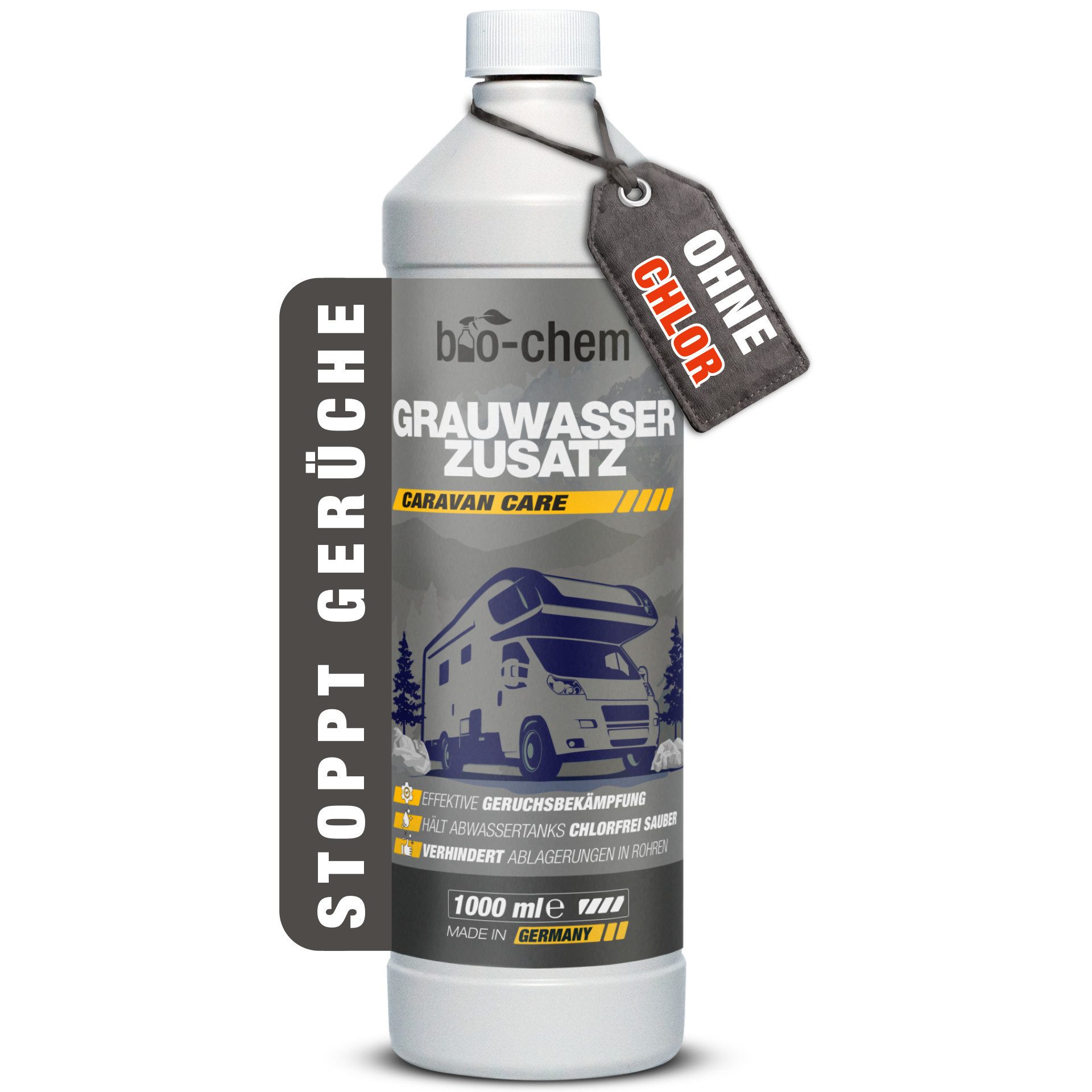 bio-chem bio-chem Grauwassertank-Zusatz 1L – Konzentrat gegen Gerüche Campingtoilettenreiniger (Grauwasser-Zusatz 1 L)