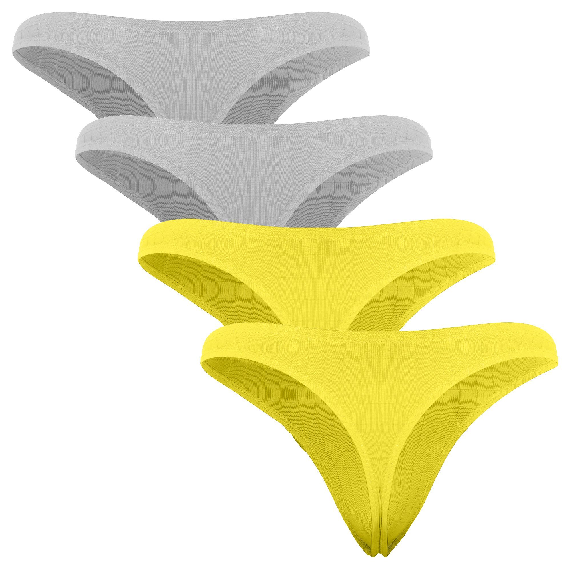 Fabio Farini String Herren Unterhosen - Männer Tangas aus atmungsaktiver Mikrofaser (4-St) im sportlichen Look mit Karo-Muster