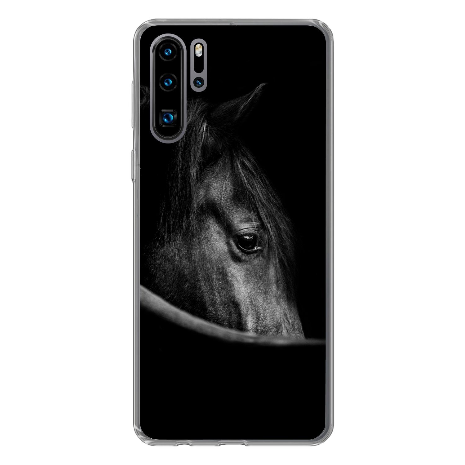 Handyhülle für Huawei P30 Pro Pferde - Porträt - Schwarz - Tiere