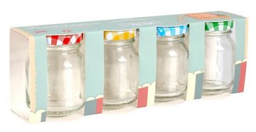 BURI Vorratsdose Mini-Marmeladengläser 4er-Set 80ml Einmachglas Probiergläschen bunt, Glas