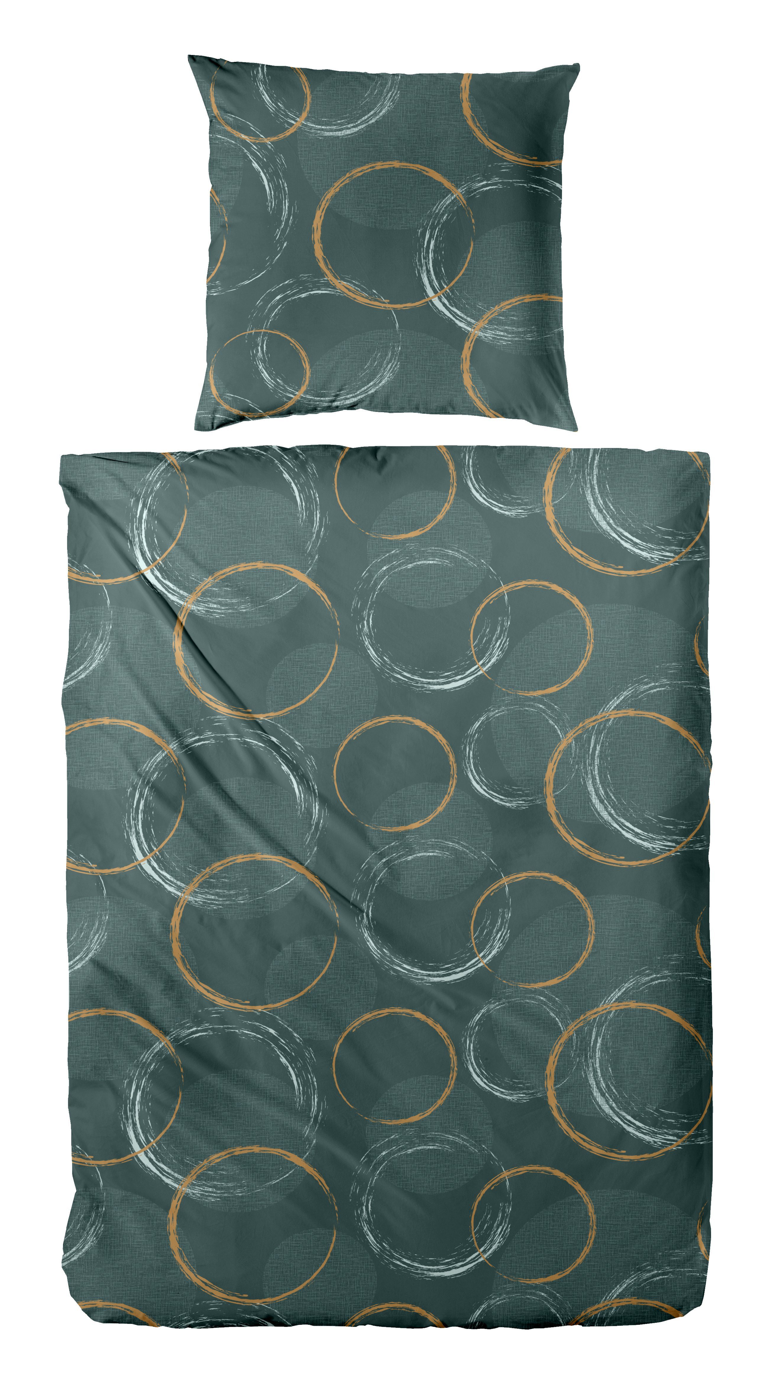 Primera Bettwäsche Mako-Satin -Bettwäsche Trace, Mako-Satin, 2 teilig, mit frischem Kreismuster