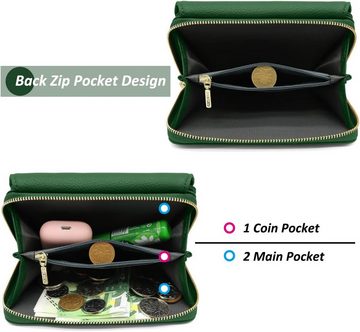 HNOOM Geldbörse Glatte Reißverschlüsse (Kleine Damen-Geldbörse aus Leder, Damenbrieftasche mit RFID-Schutz), Vielseitige stilvoll mit geräumigem Design und hochwertigem Material
