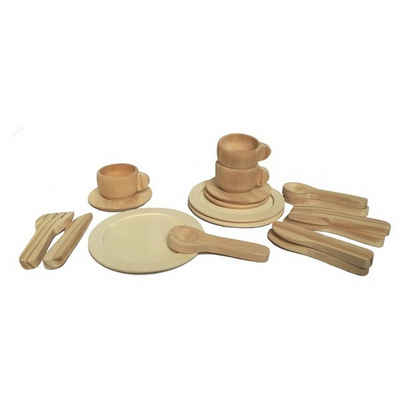 Egmont Toys Kindergeschirr-Set Holz Geschirr Set Holzspielzeug Rollenspiel Teller Tasse Besteck