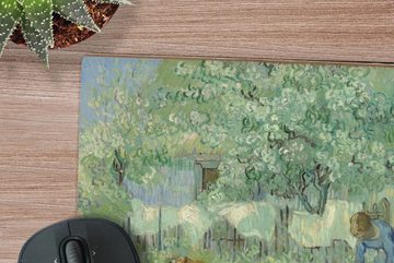 MuchoWow Gaming Mauspad Erste Schritte (nach Millet) - Vincent van Gogh (1-St), Mousepad mit Rutschfester Unterseite, Gaming, 40x40 cm, XXL, Großes
