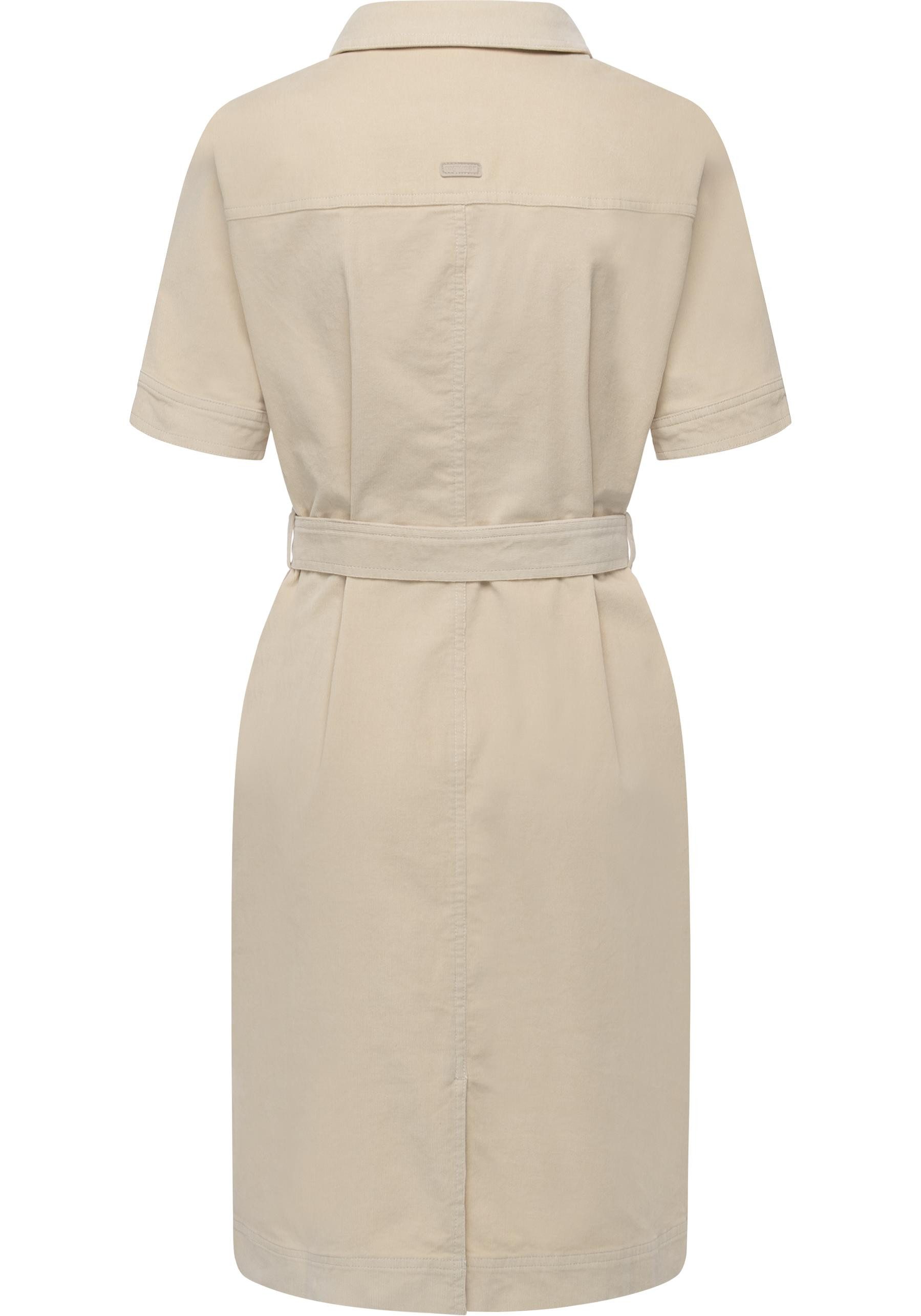 Ragwear Cordkleid Rozyna Cordy YOUMODO Kurzärmliges Kordkleid mit Hemdkragen