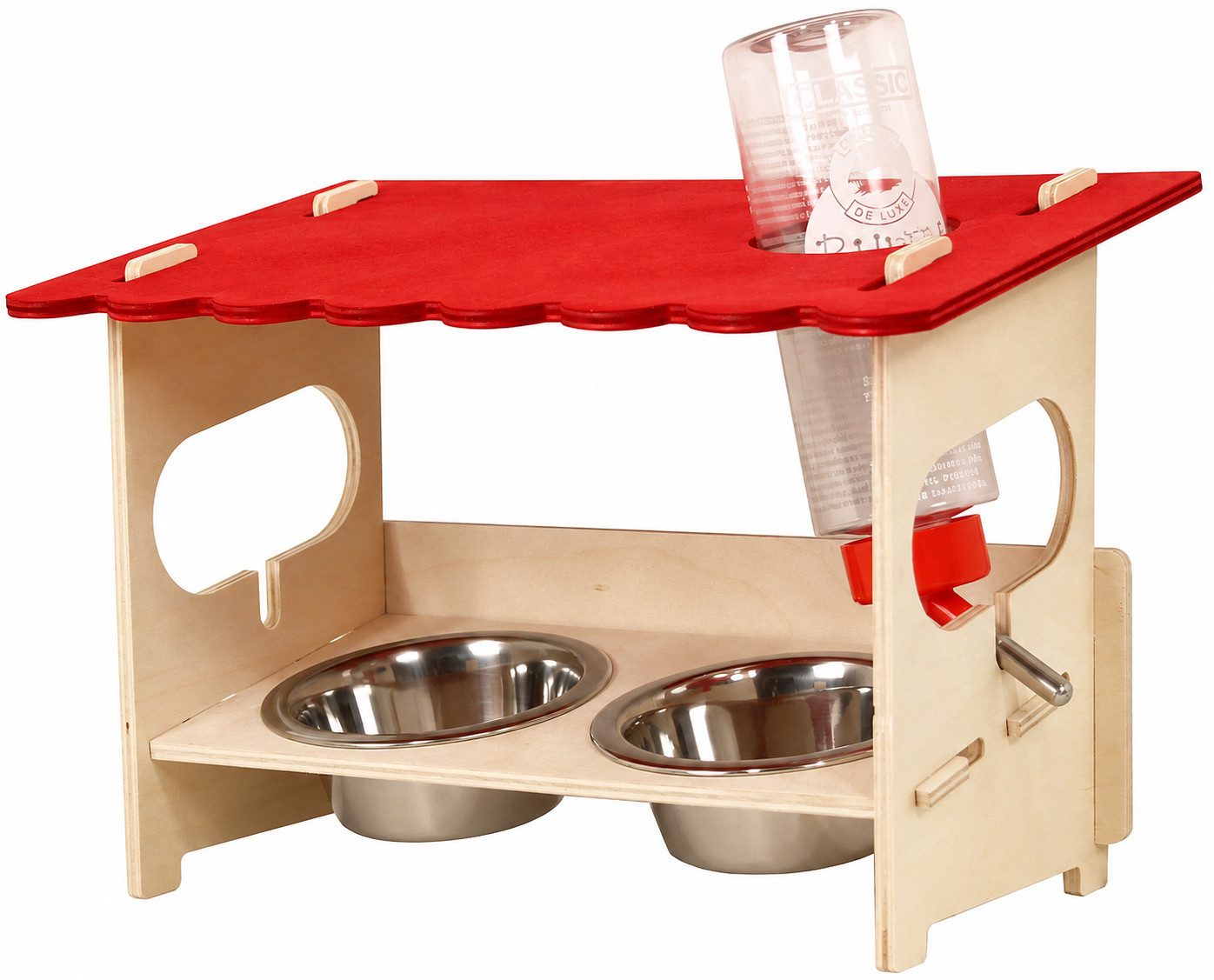 Ollesch Nagerhaus Futterstation SNACKBAR LARGE mit Nagertränke & Näpfen 31x18,5x22cm Neu