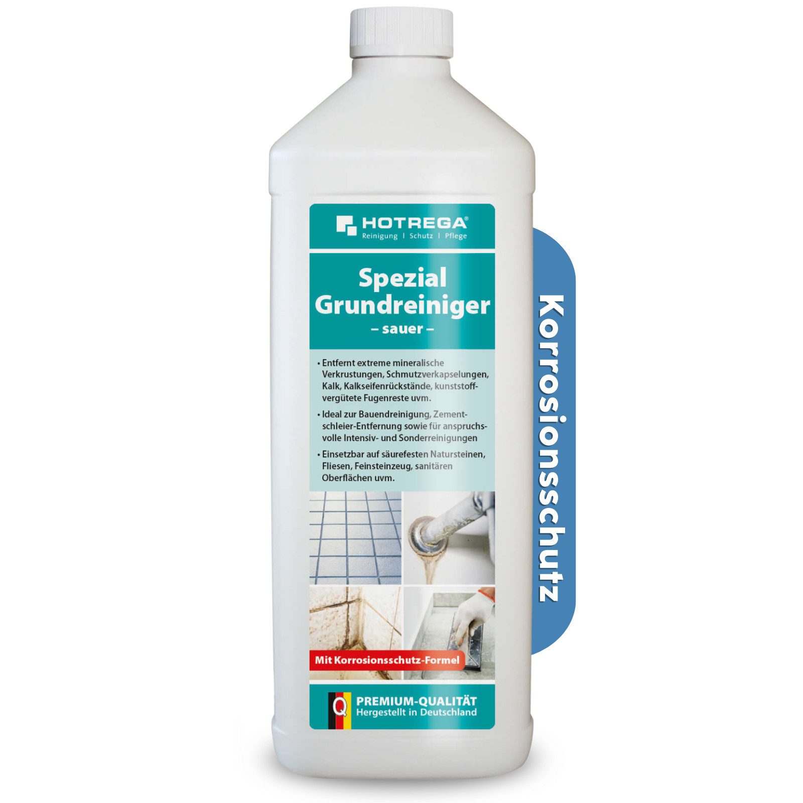 HOTREGA® Spezial Grundreiniger sauer Bauendreinigung Zement Intensivreiniger 1L Grundreiniger