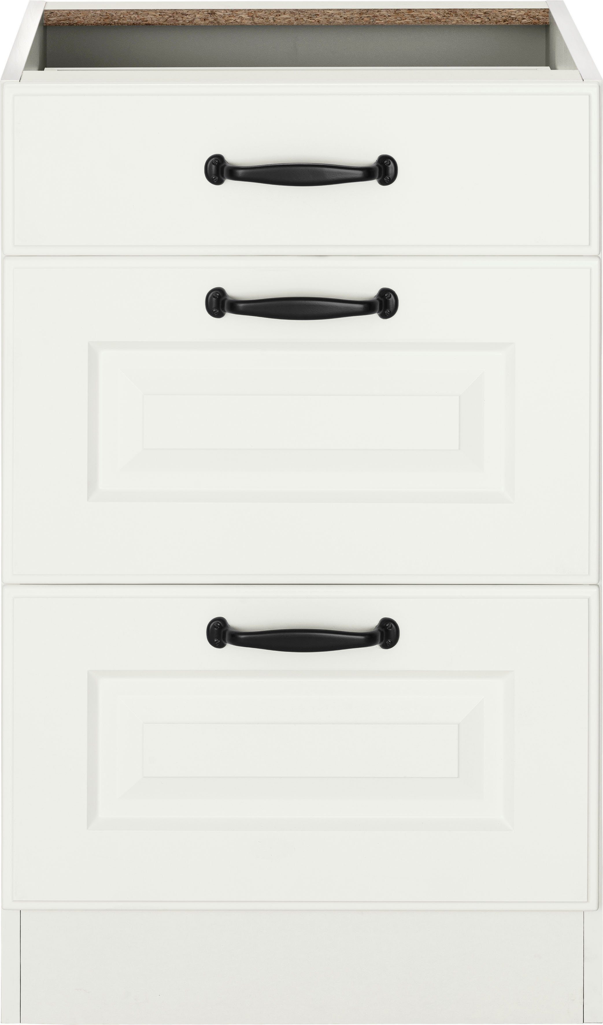 wiho Küchen Auszugsunterschrank Erla 50 cm breit mit Kassettenfront, 2 großen Auszügen, ohne Arbeitsplatte