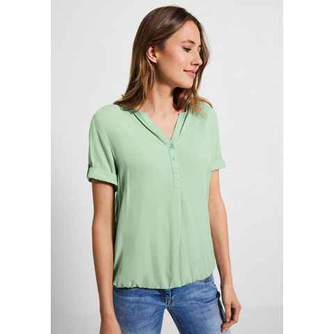 Cecil Klassische Bluse Cecil Unifarbene Basic Bluse in Fresh Salvia Green (1-tlg) Gummizugsaum