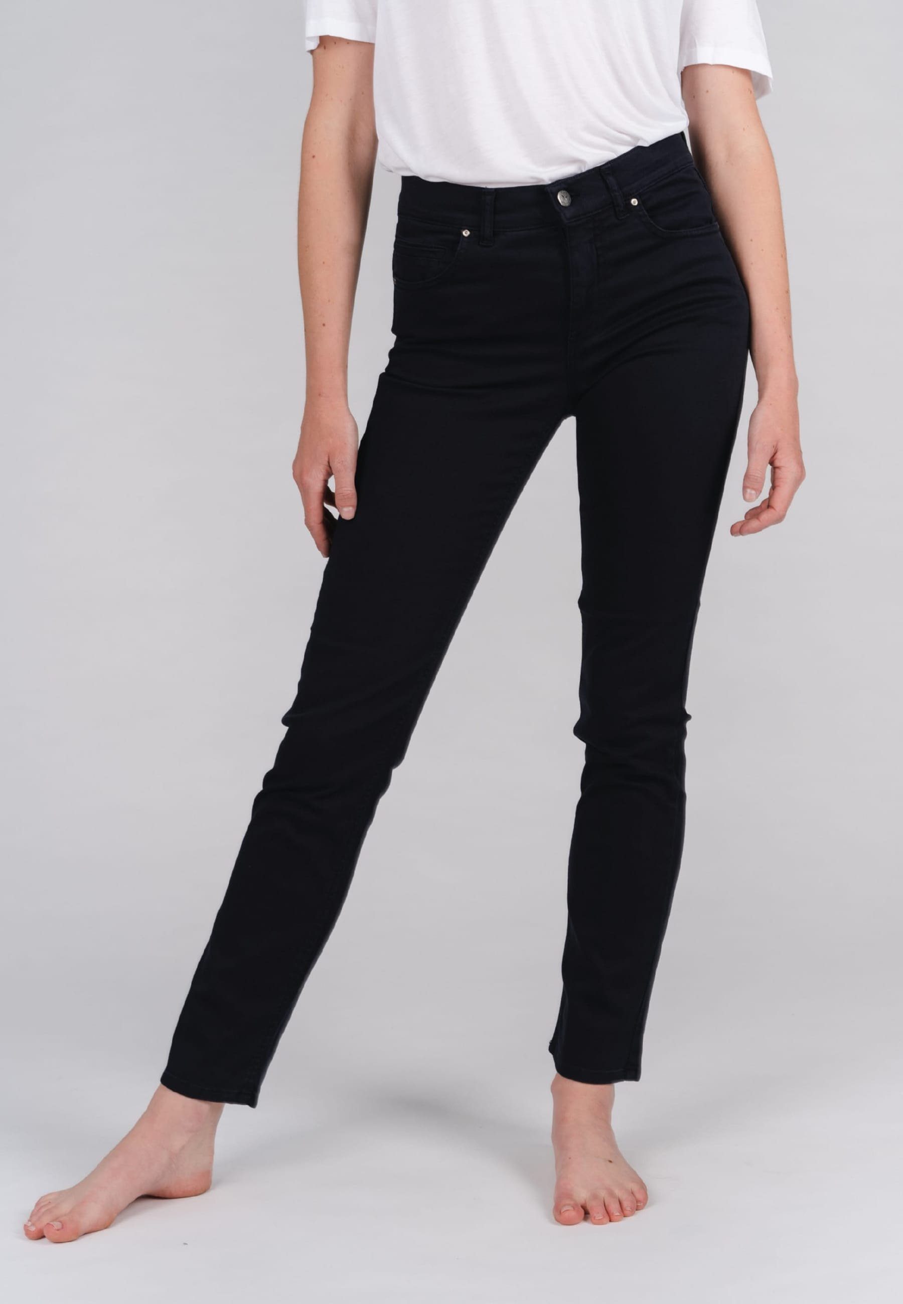 Cici unifarbenem dunkelblau Design ANGELS Straight-Jeans mit Jeans