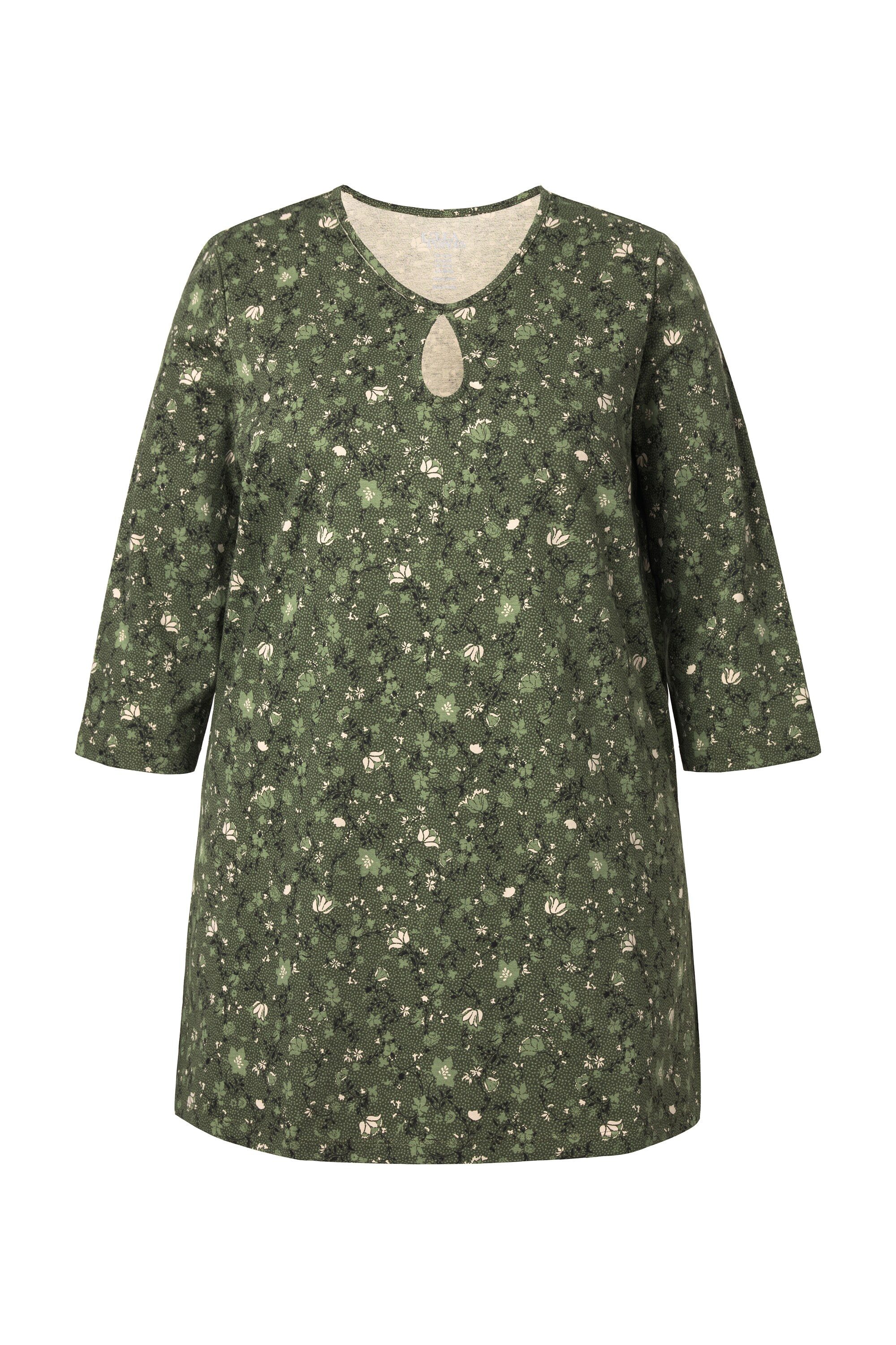 Ulla Popken Longshirt Longshirt A-Linie Rundhalsausschnitt 3/4-Arm günstig online kaufen