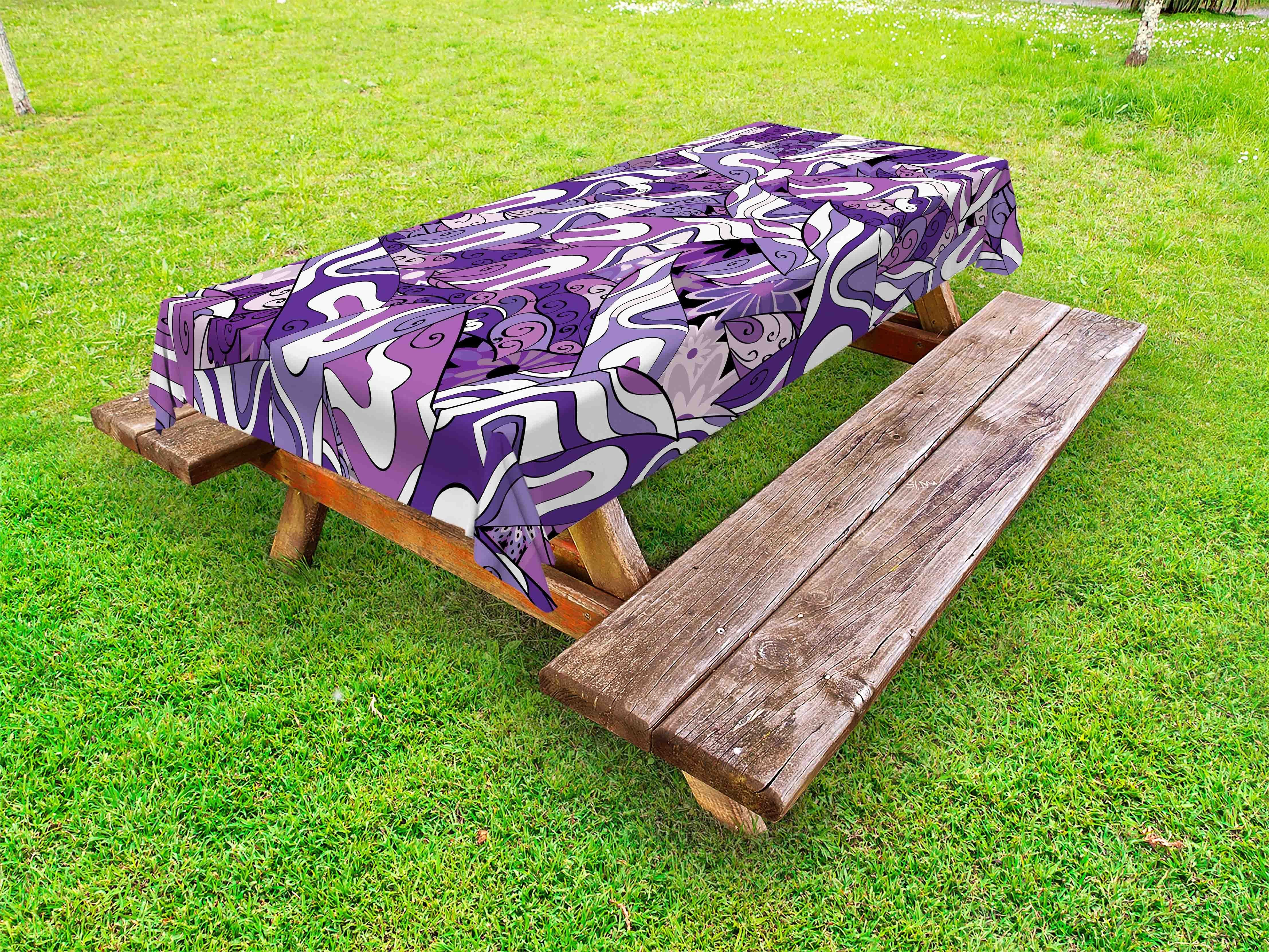 Tischdecke Dunkelviolett waschbare Lilac Abakuhaus Strokes dekorative Motive Picknick-Tischdecke,