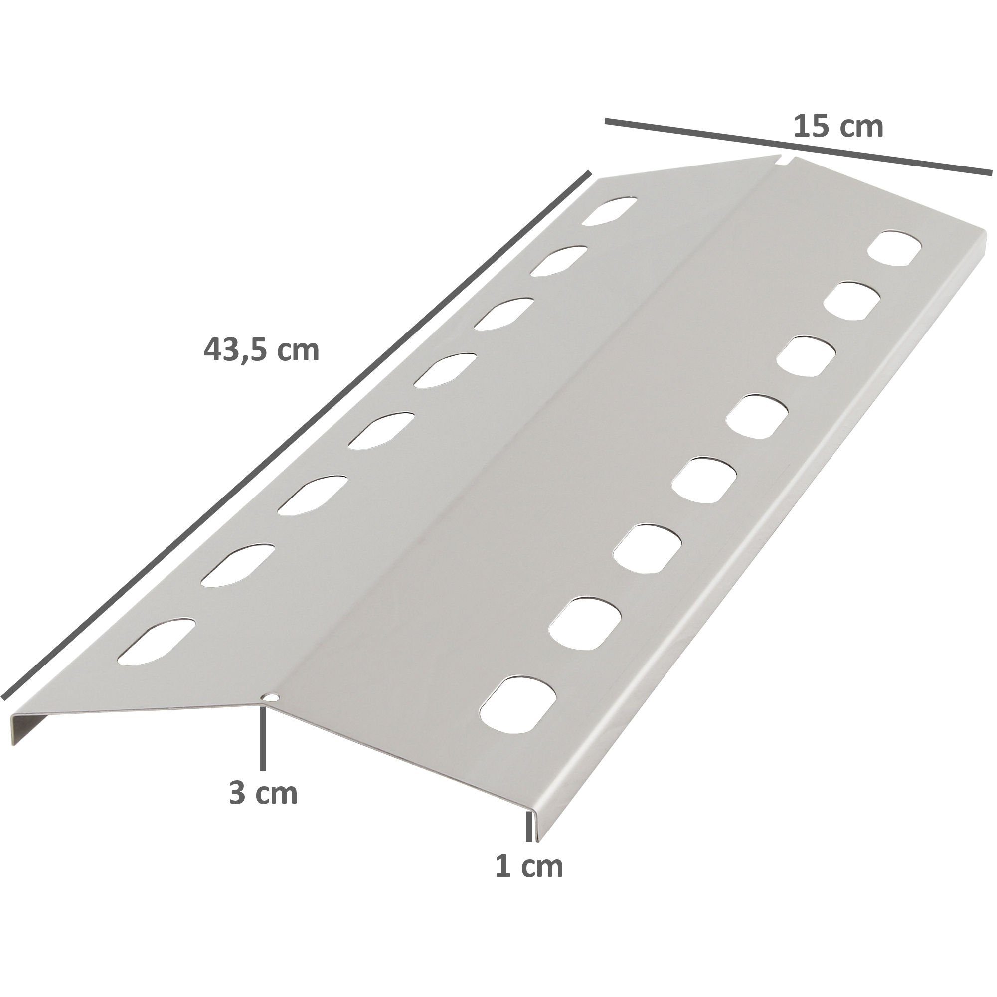BBQ-Toro Grillrost Edelstahl Flammenverteiler für Gasgrill, 43,5 x 15 cm, Flammenblech