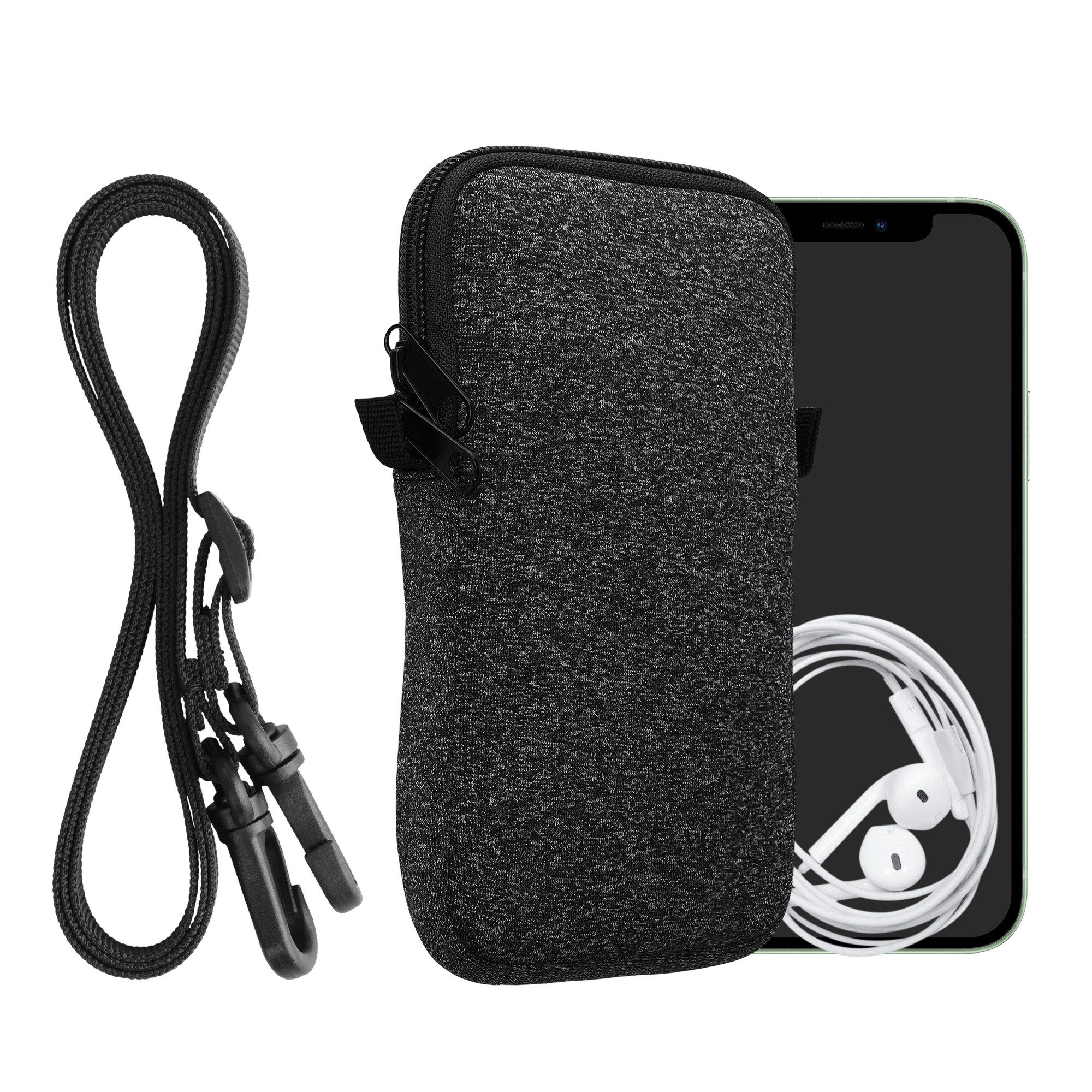 kwmobile Handyhülle Handytasche für Smartphones XL - 6,7/6,8", Neopren Handy Hülle mit Kordel - Tasche mit Handykette 17,2 x 8,4 cm