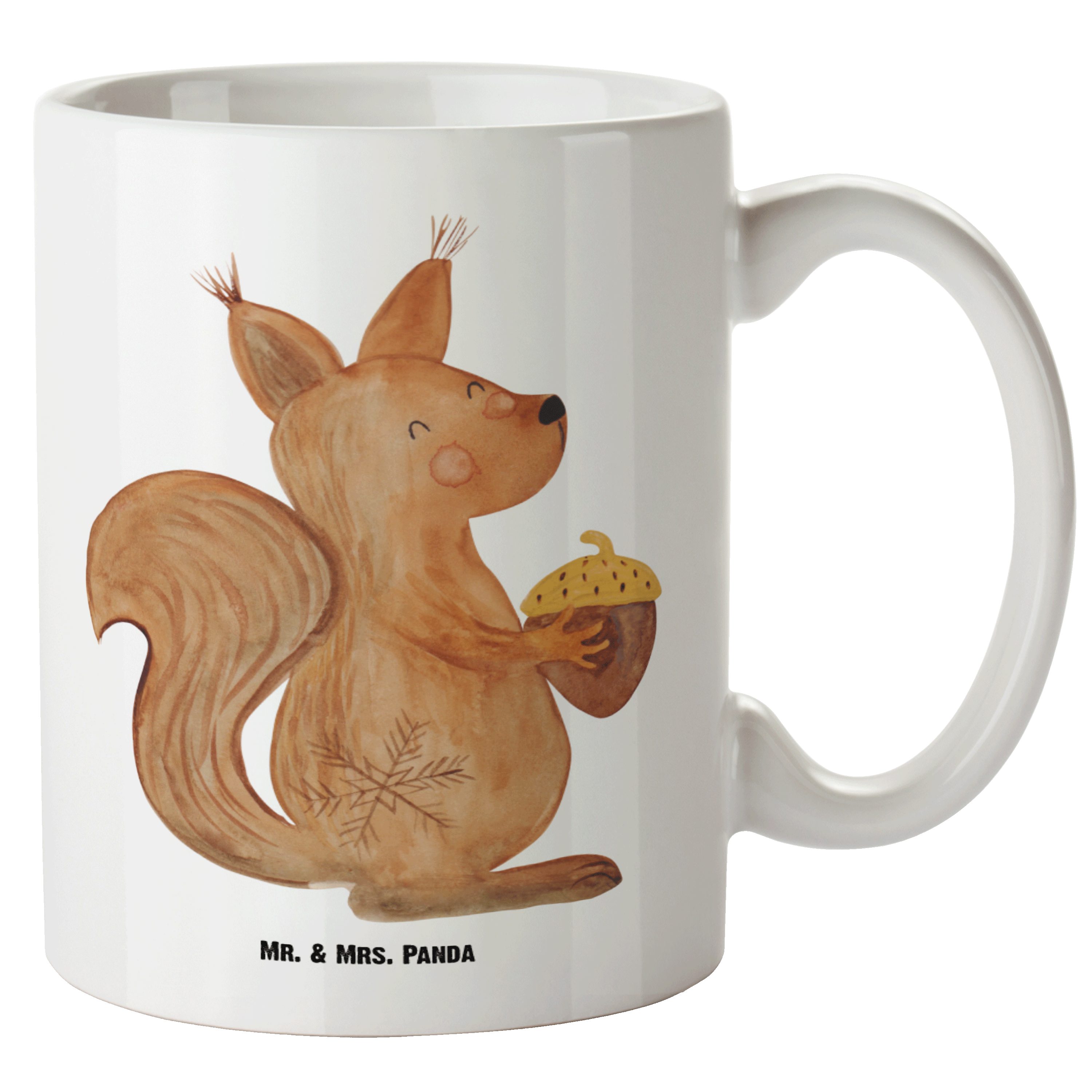 Mr. & Mrs. Panda Tasse Eichhörnchen Weihnachten - Weiß - Geschenk, Neujahr, Weihnachtsmotiv, XL Tasse Keramik
