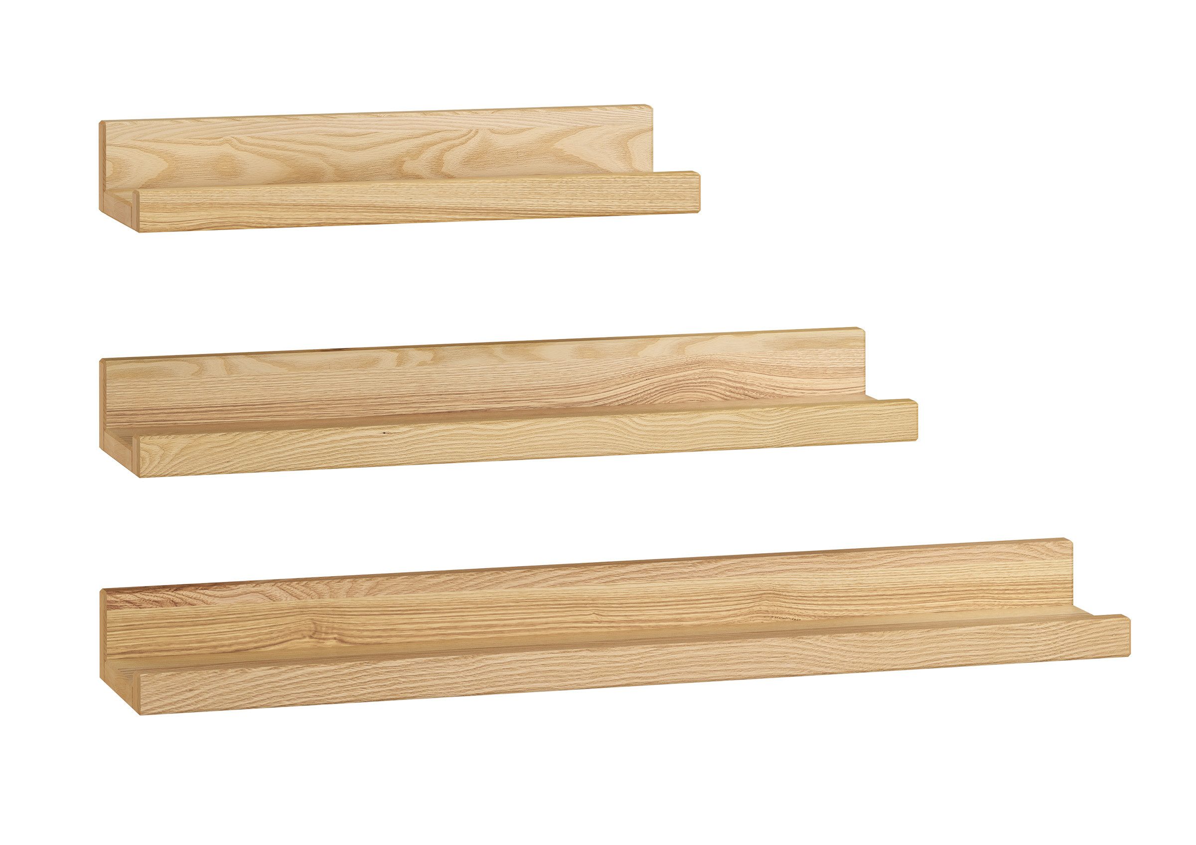 ERST-HOLZ Wandregal Schwebeablage Regal Wandablage Esche Massiv optionale Breite