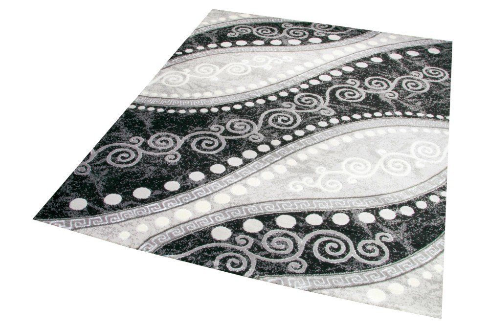 Carpetia Teppich Teppich modern Ornamente mit Glitzer Grau Schwarz Creme, r günstig online kaufen