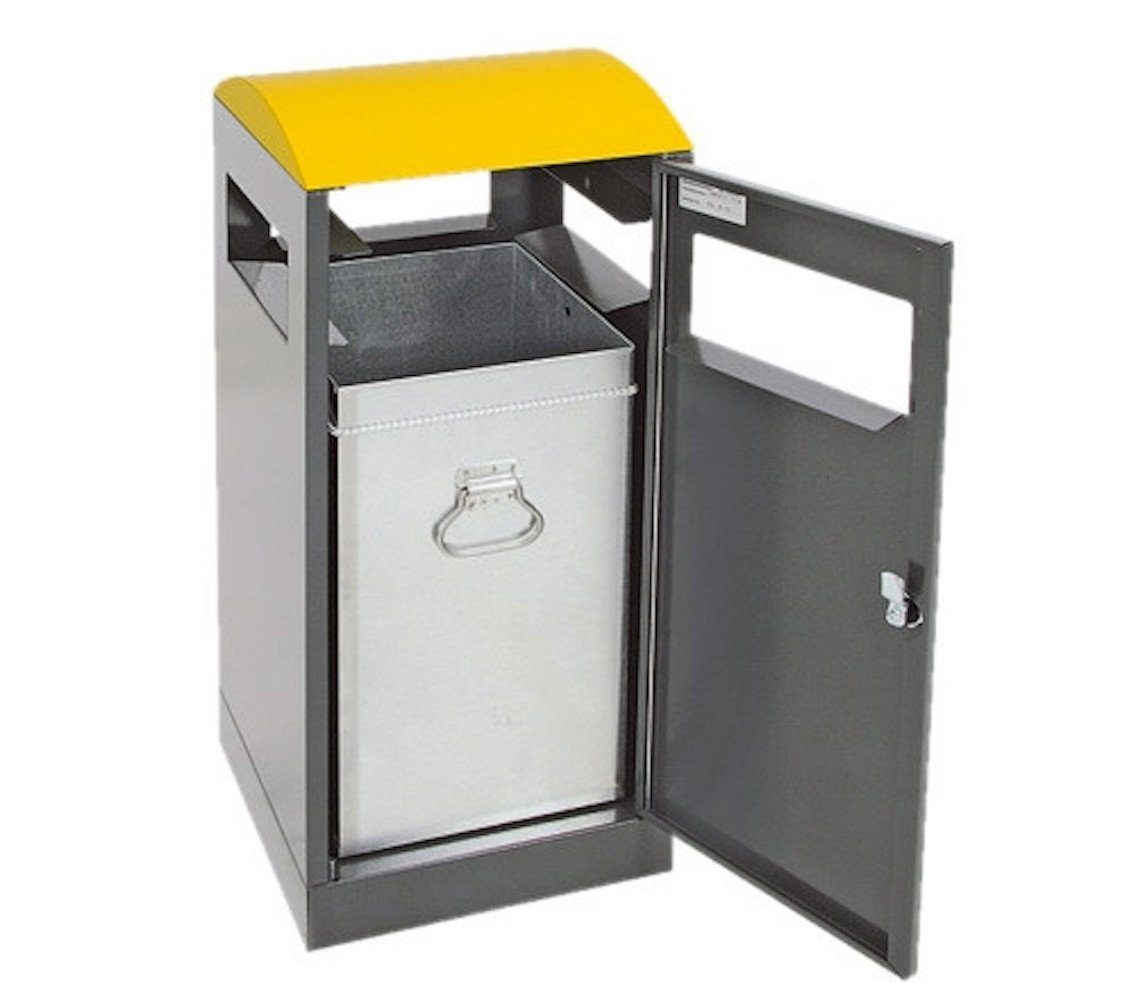 PROREGAL® Mülleimer Abfallbehälter für Außenbereiche, 40L, HxBxT 81,5x35x35cm, Gelb Signalgelb