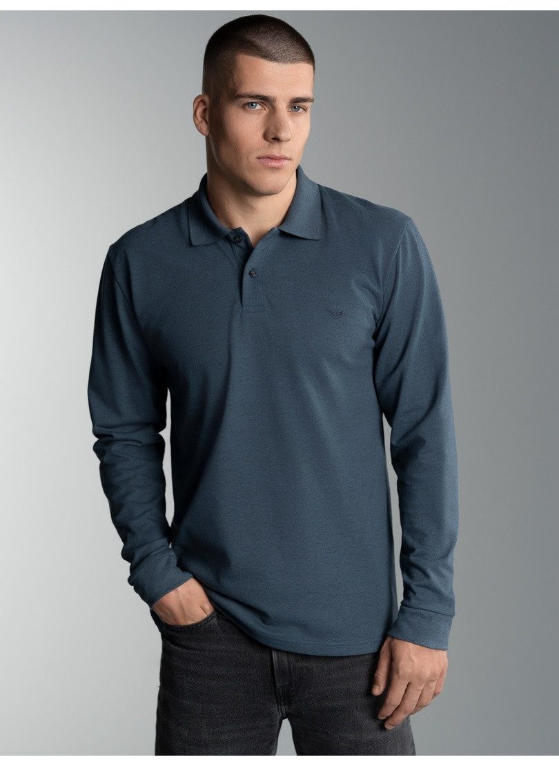 Trigema Poloshirt TRIGEMA Langarm Poloshirt mit Armbündchen (1-tlg)