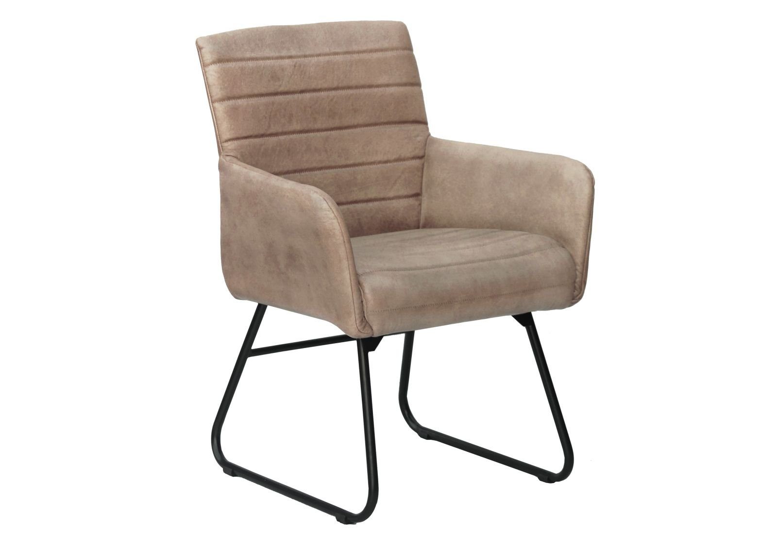 Massivmoebel24 Polsterstuhl IRON LABEL (beige Echtleder (Büffel) Eisen), 62 x 84 x 62 cm IRON LABEL #05