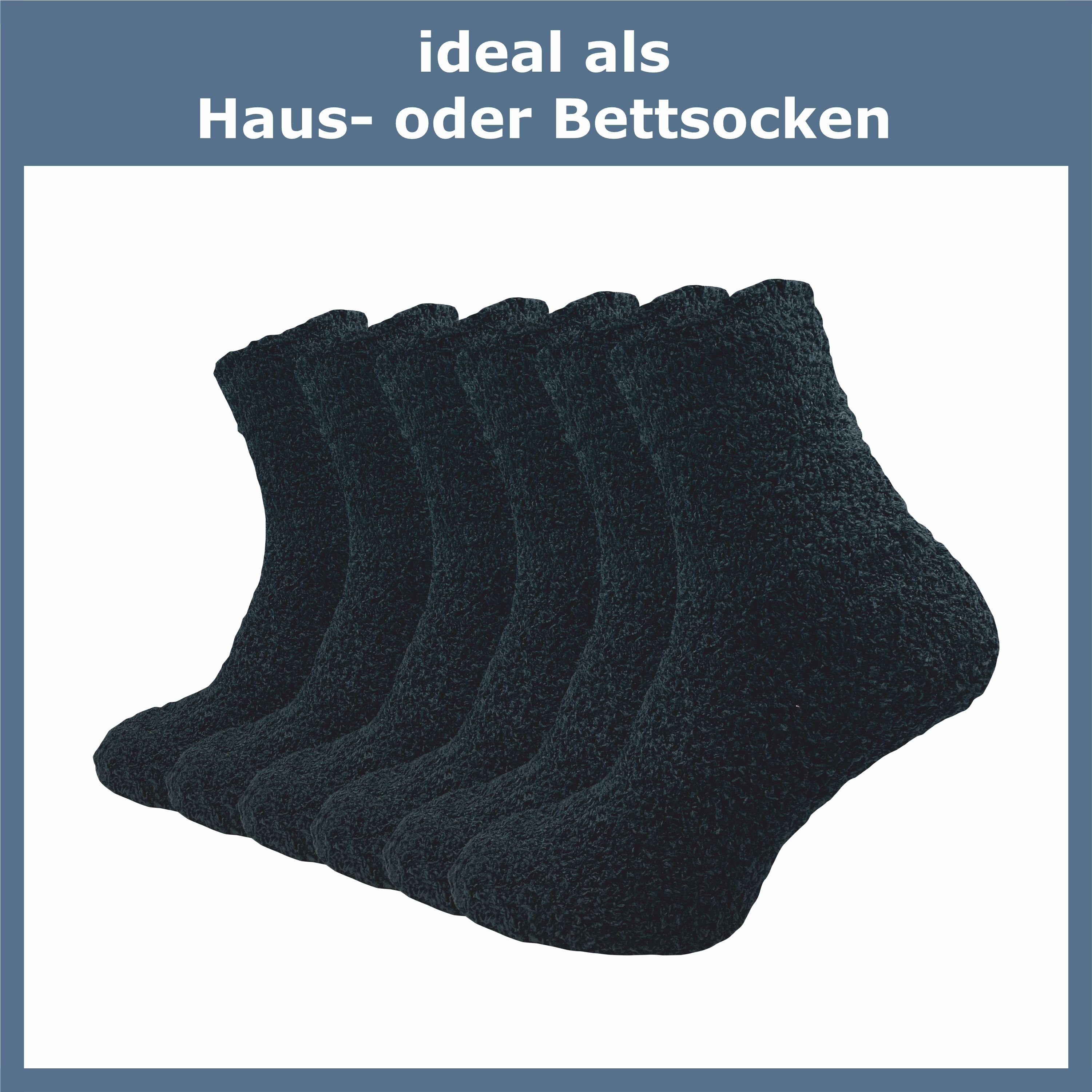 GAWILO Kuschelsocken an flauschig in Tagen extra & Füße Paar) für für Material schwarz aus für Tragekomfort Herren weich kalten (6 flauschigem Haussocken - warme hohen