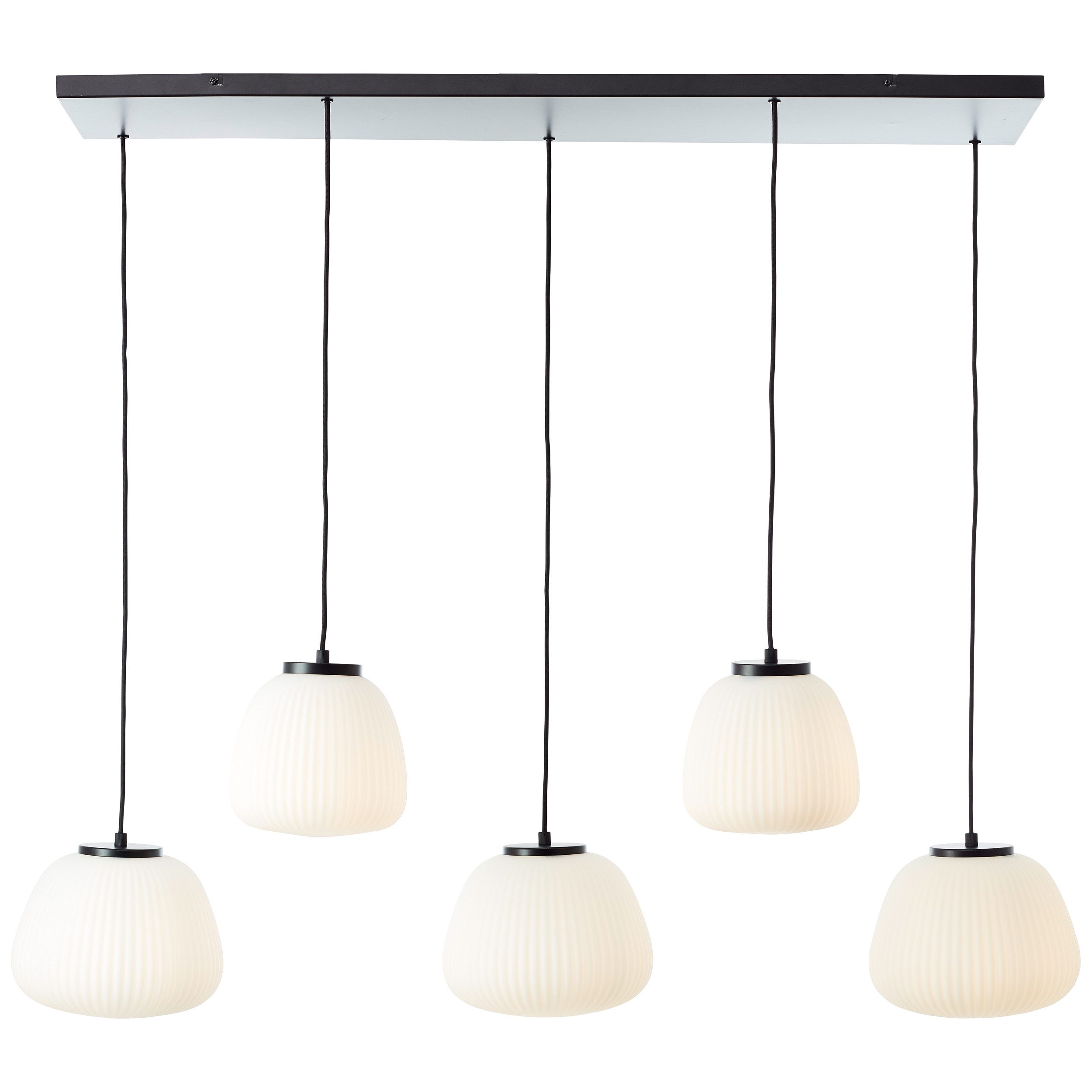 Brilliant Pendelleuchte Kaizen, ohne Leuchtmittel, 150 x 125 x 48 cm, 5 x E27, kürzbar, Riffelglas