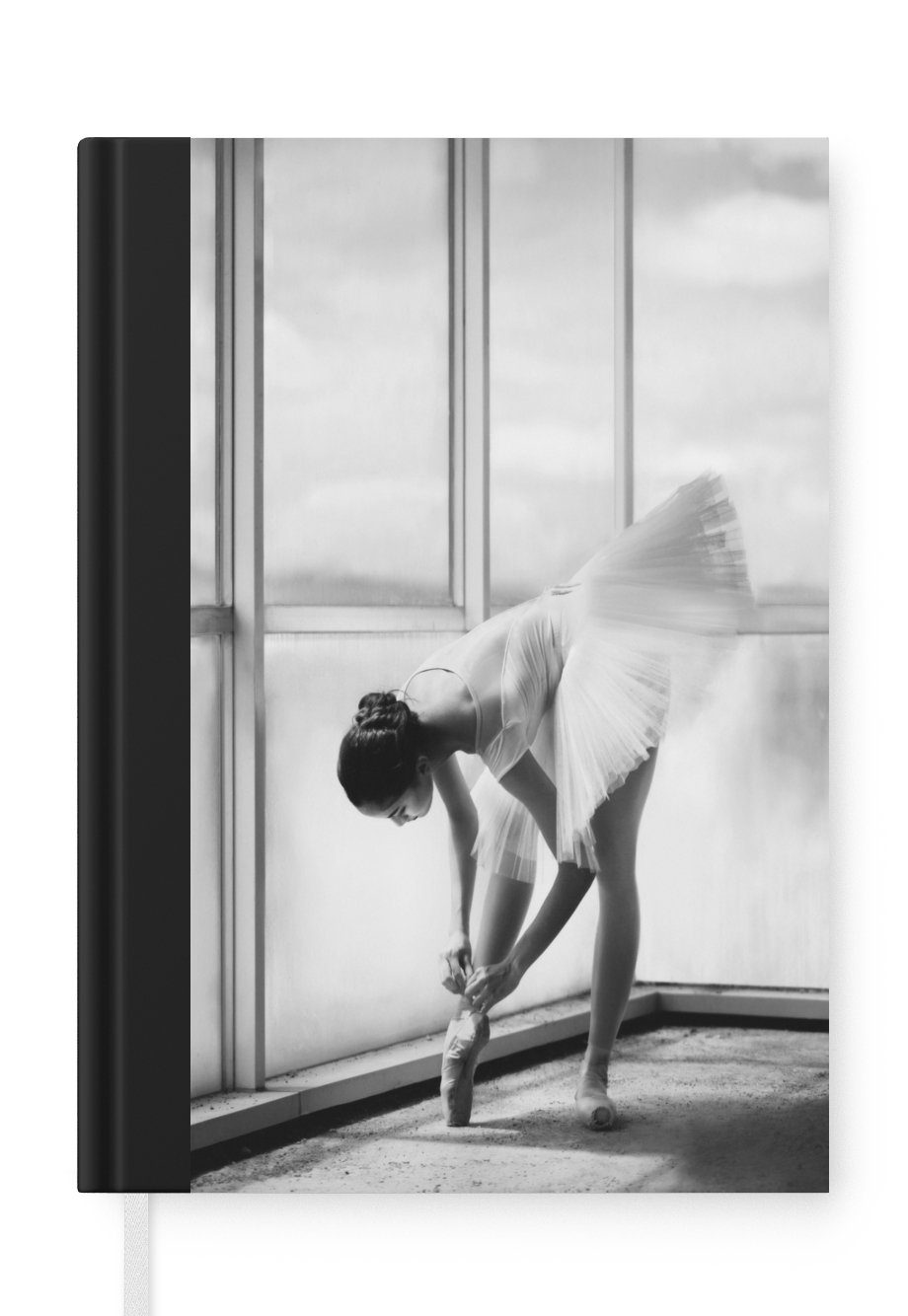 MuchoWow Notizbuch Frau - Ballett - Ballerina - Ballettschuhe - Schwarz und weiß, Journal, Merkzettel, Tagebuch, Notizheft, A5, 98 Seiten, Haushaltsbuch