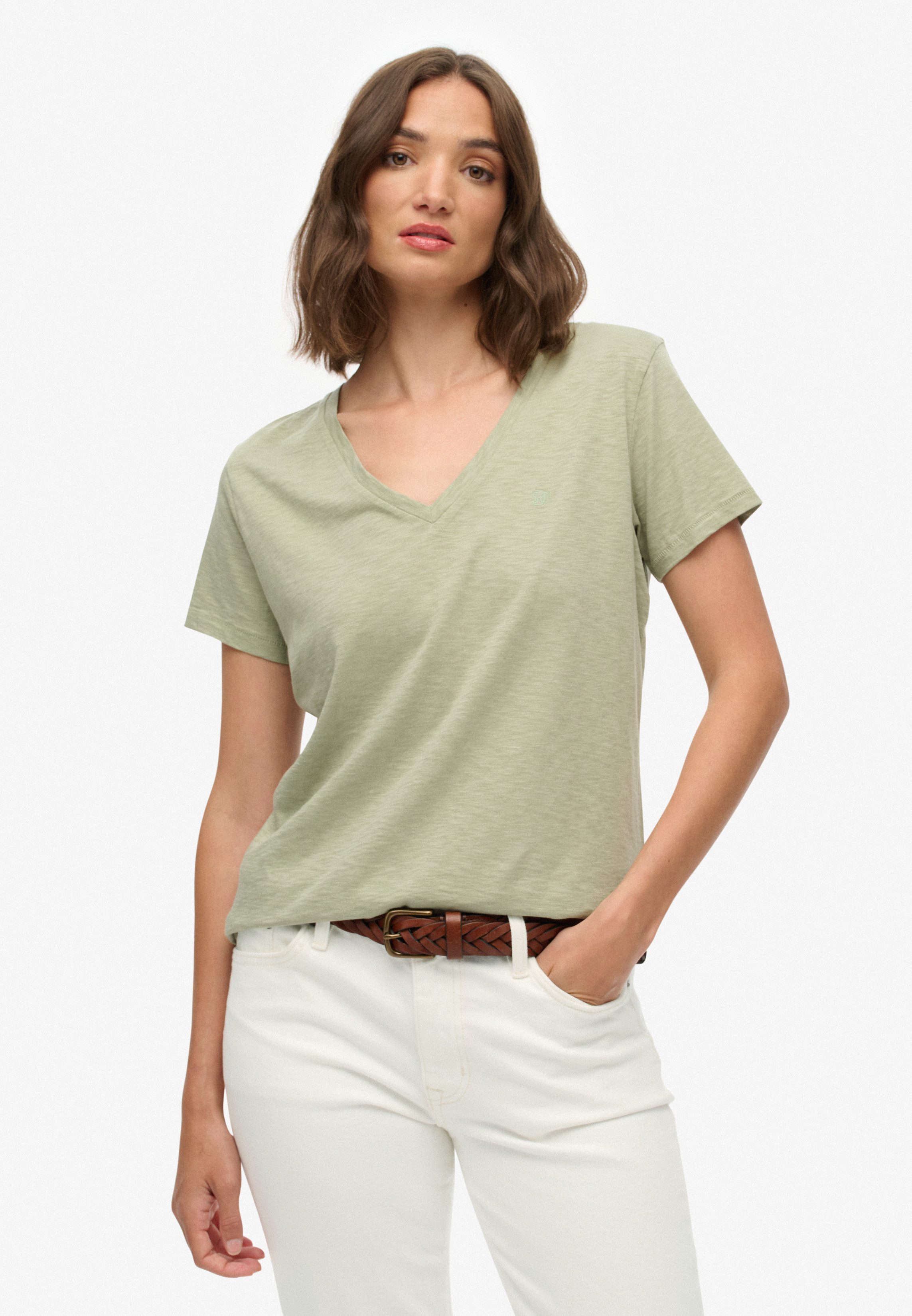 Superdry T-Shirt STUDIOS SLUB EMB VEE TEE günstig online kaufen