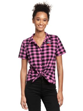 Pussy Deluxe Kurzarmbluse Pink checkered