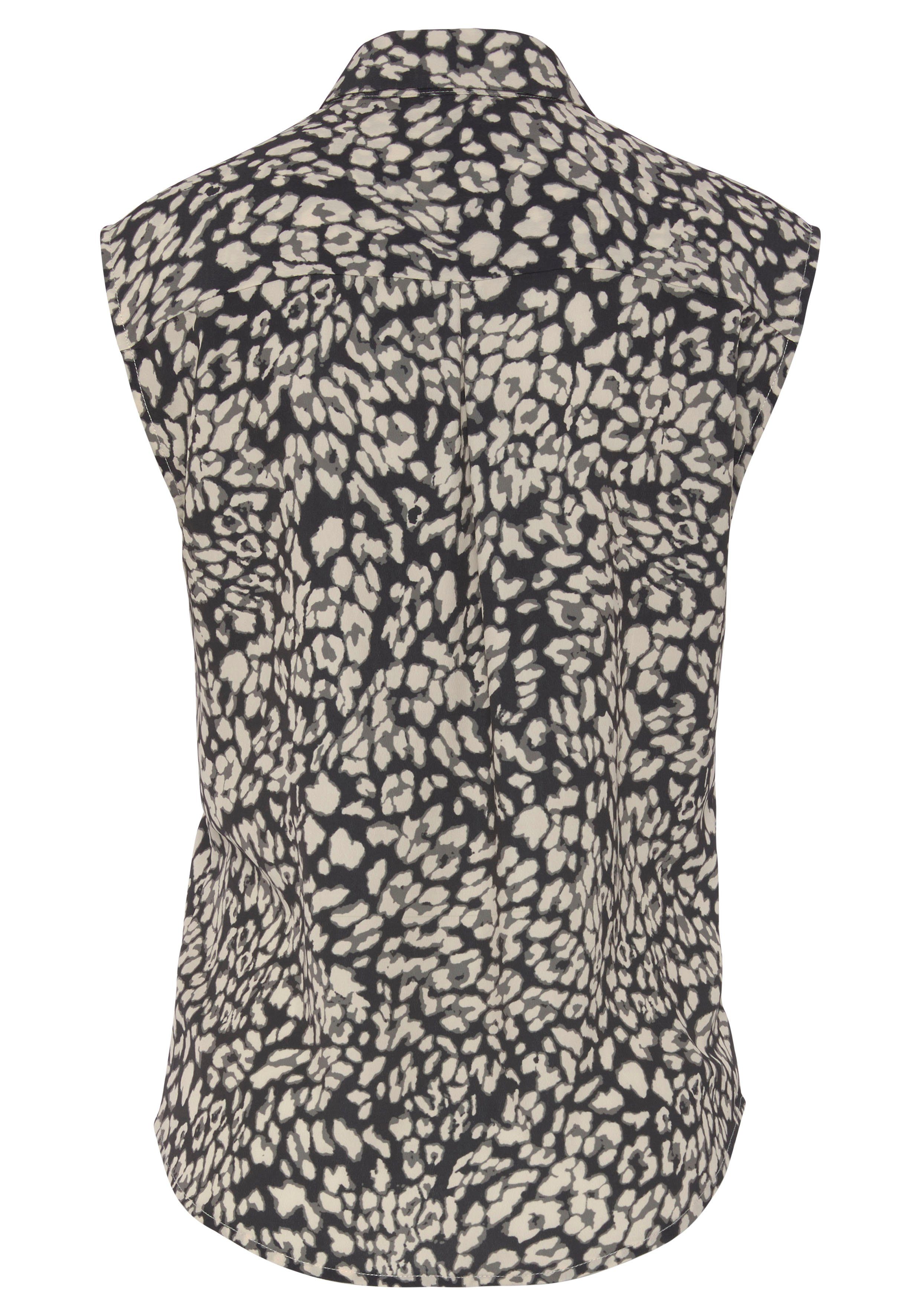 LASCANA Blusentop mit Knopfleiste und Animalprint, Damenbluse mit Hemdblusenkragen