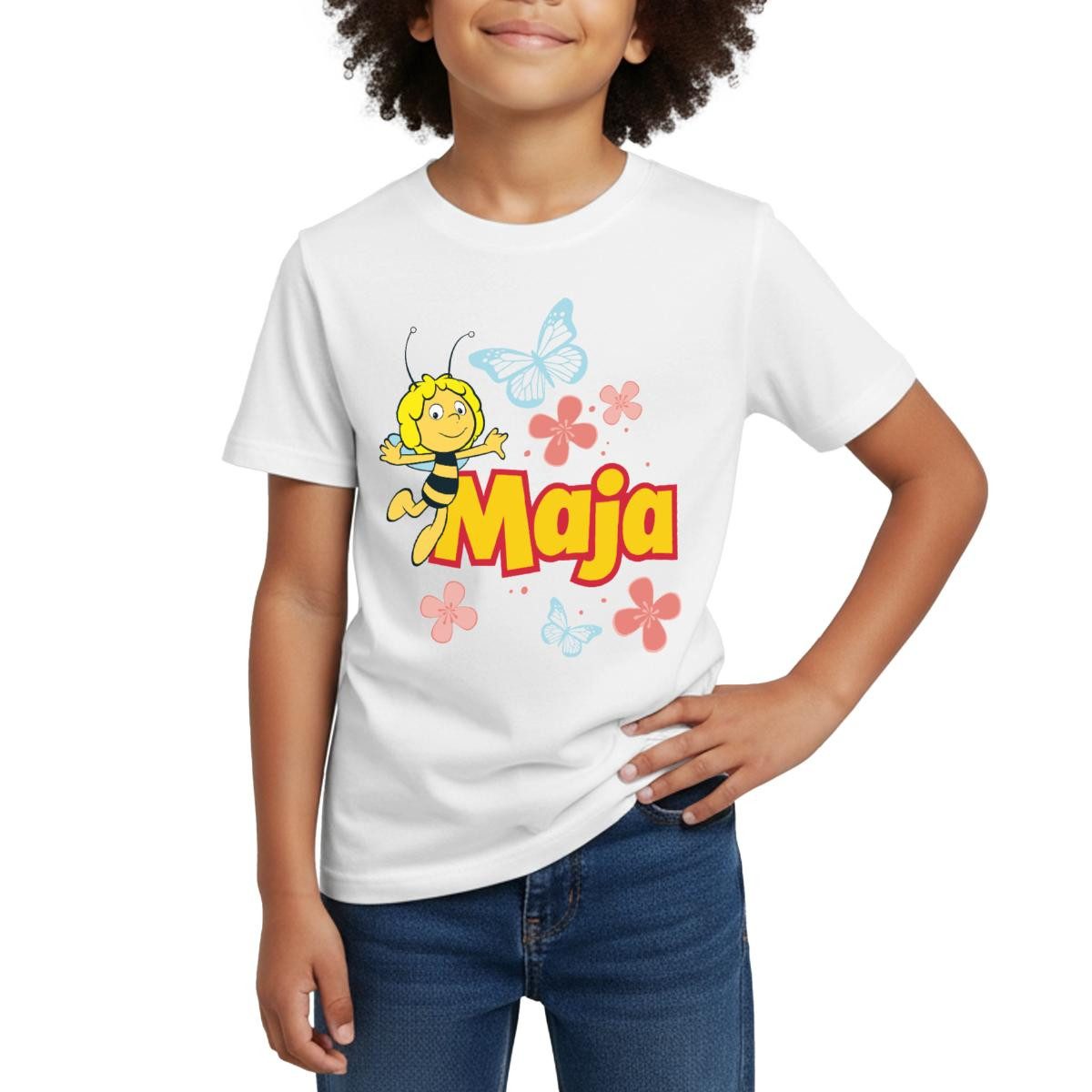 T-Shirt Biene Maja Logo Blumen Schmetterlinge Kinder T-Shirt