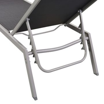 vidaXL Campingliege Sonnenliegen 2 Stk mit Tisch Stahl und Textilene Schwarz