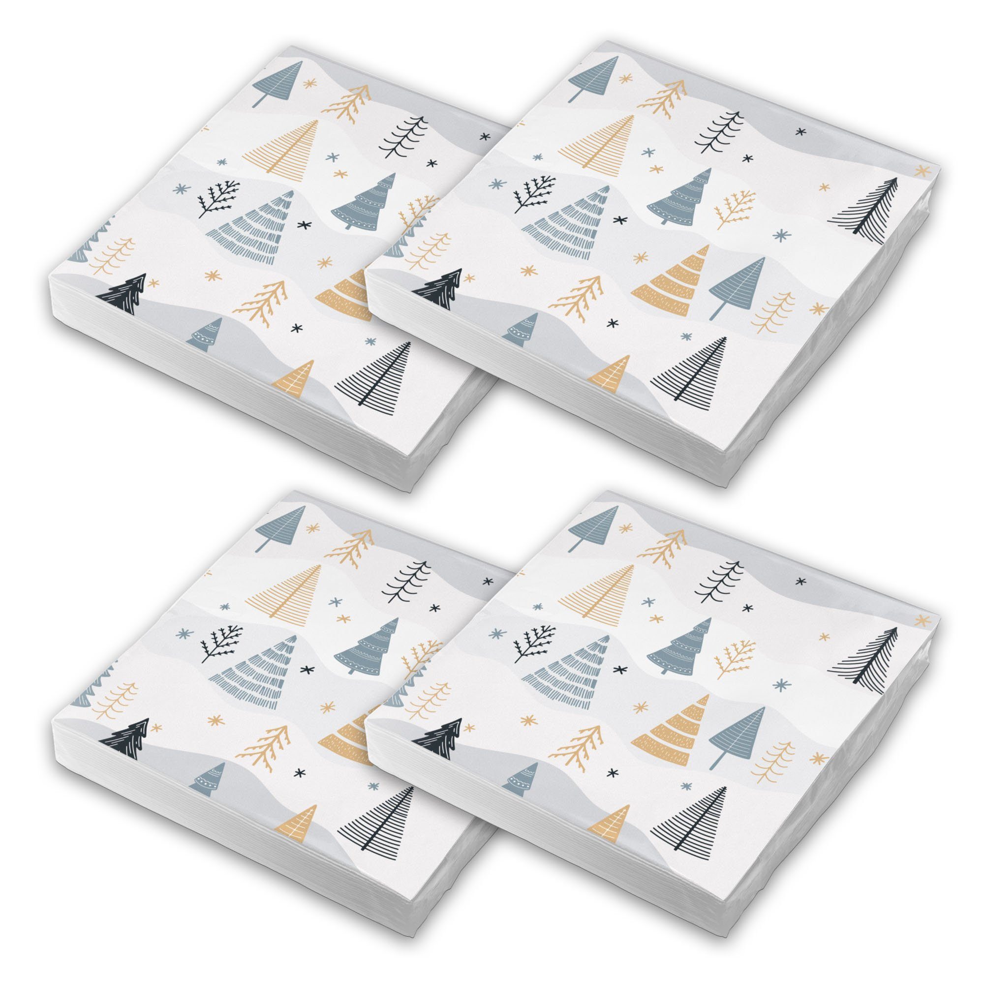 itenga Papierserviette itenga 80x Serviette Weihnachten Bäume