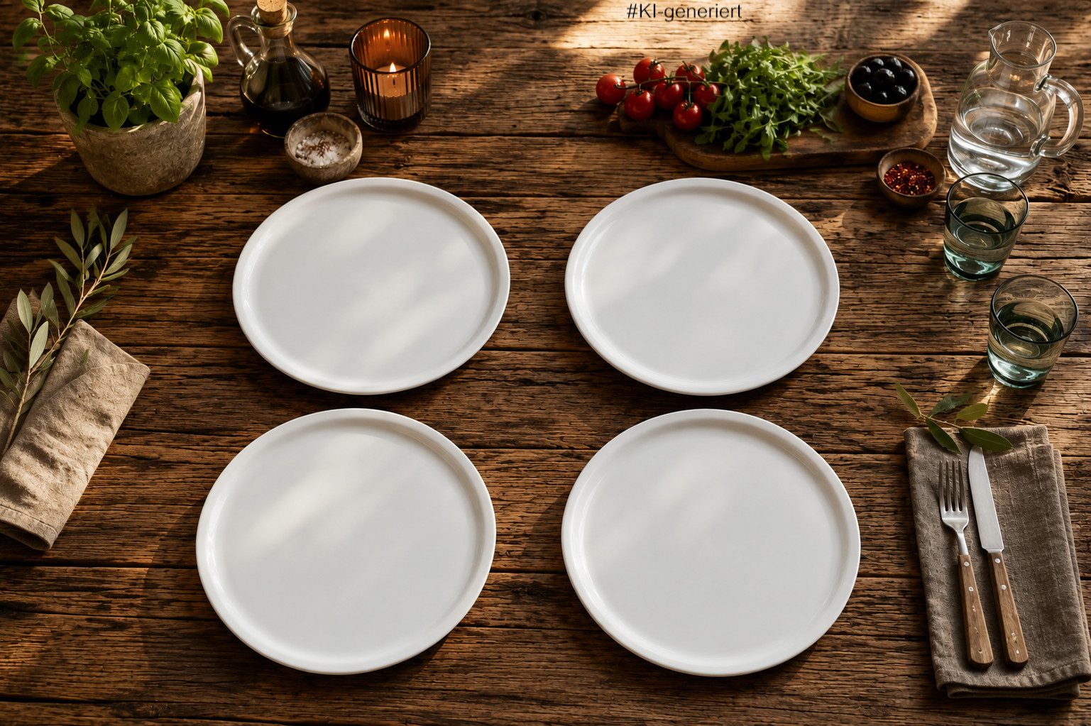 Retsch Arzberg Pizzateller XXL Premium-Pizzateller - Made in Europe - Ø 33cm, (4 St), Premium Porzellan