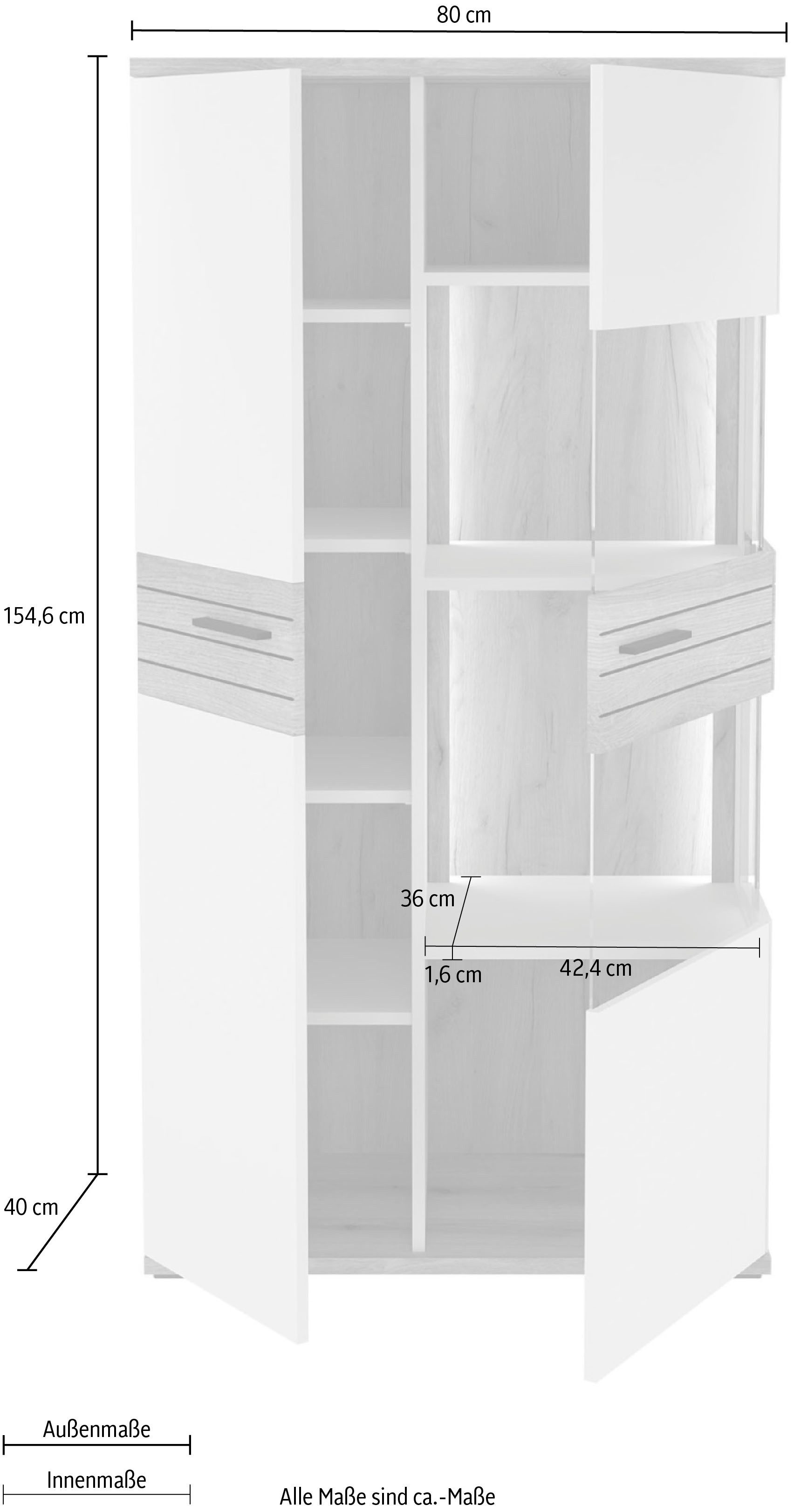 set one by Musterring Vitrine Quincy (1-St) Mit Glas und LED, in Anthrazit/Lichtgrau erhältlich, 80 cm breit – Bild 5 von 5