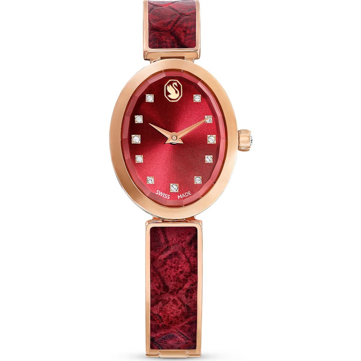 Swarovski Schweizer Uhr Swarovski Crystal Rock Oval Uhr 5675998 Schweizer Produktion, Rot, (1-tlg)