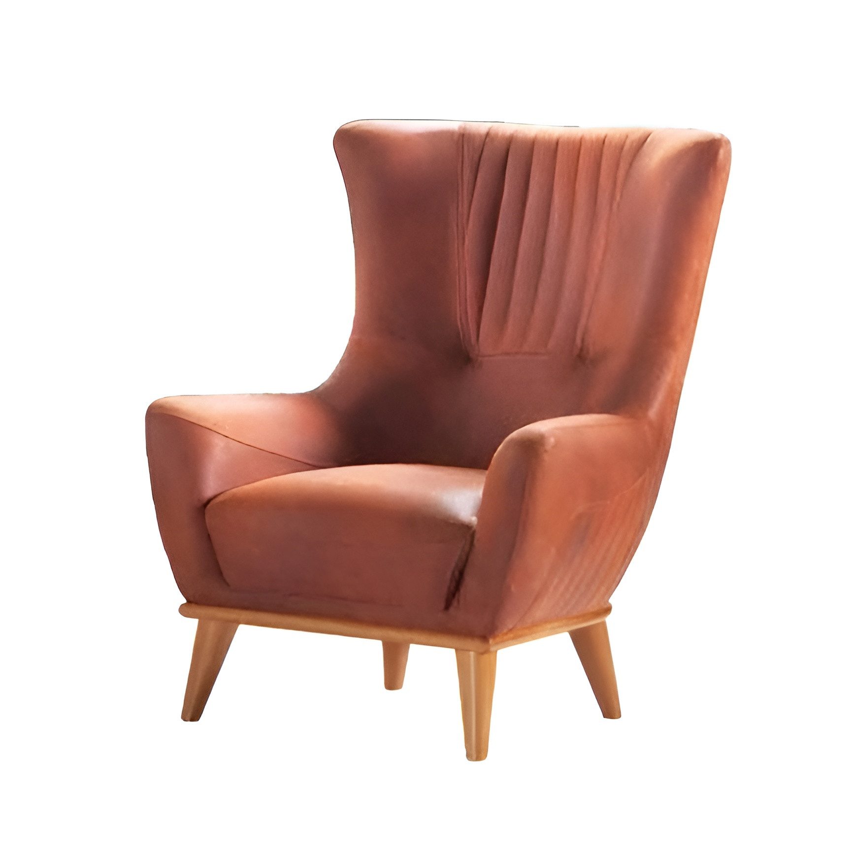 JVmoebel Loungesessel Komfortsessel aus braunem Leder mit Holzgestell (1-St), Made in Europe