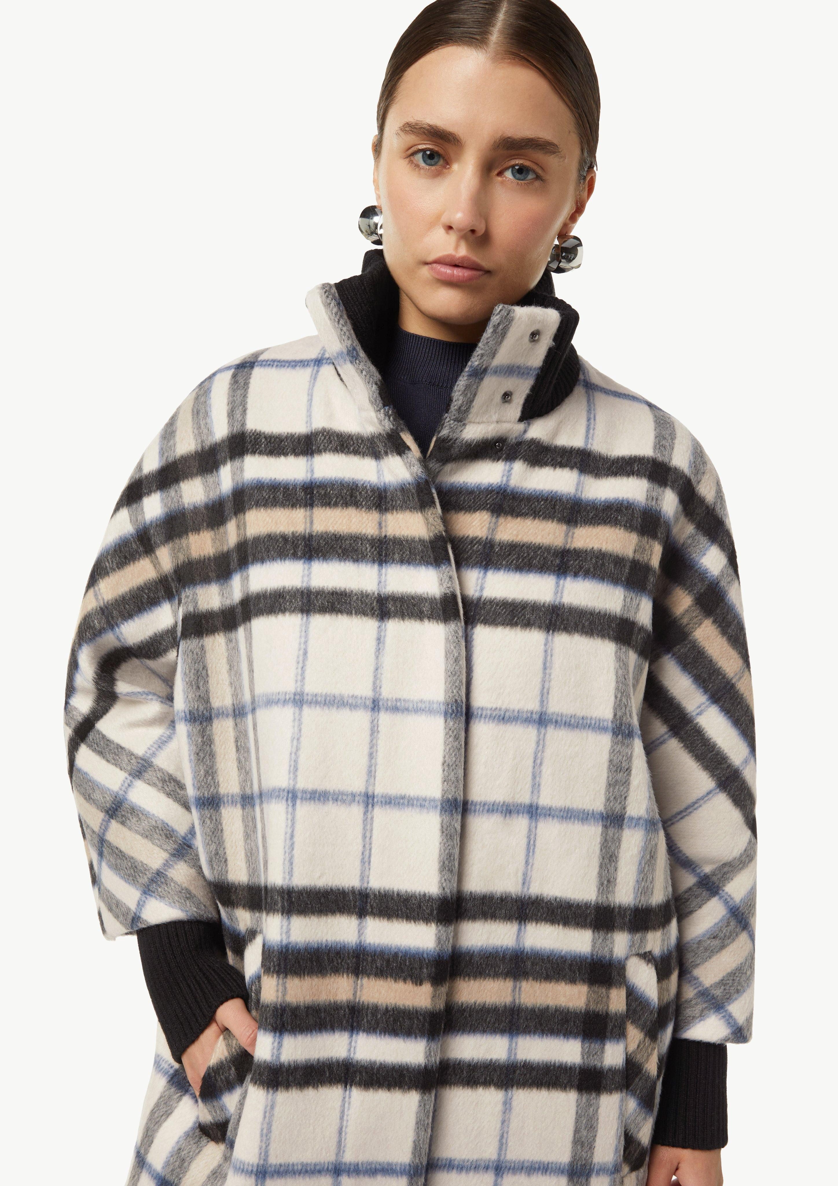 comma Kurzjacke Karierter Mantel mit Strick-Details günstig online kaufen