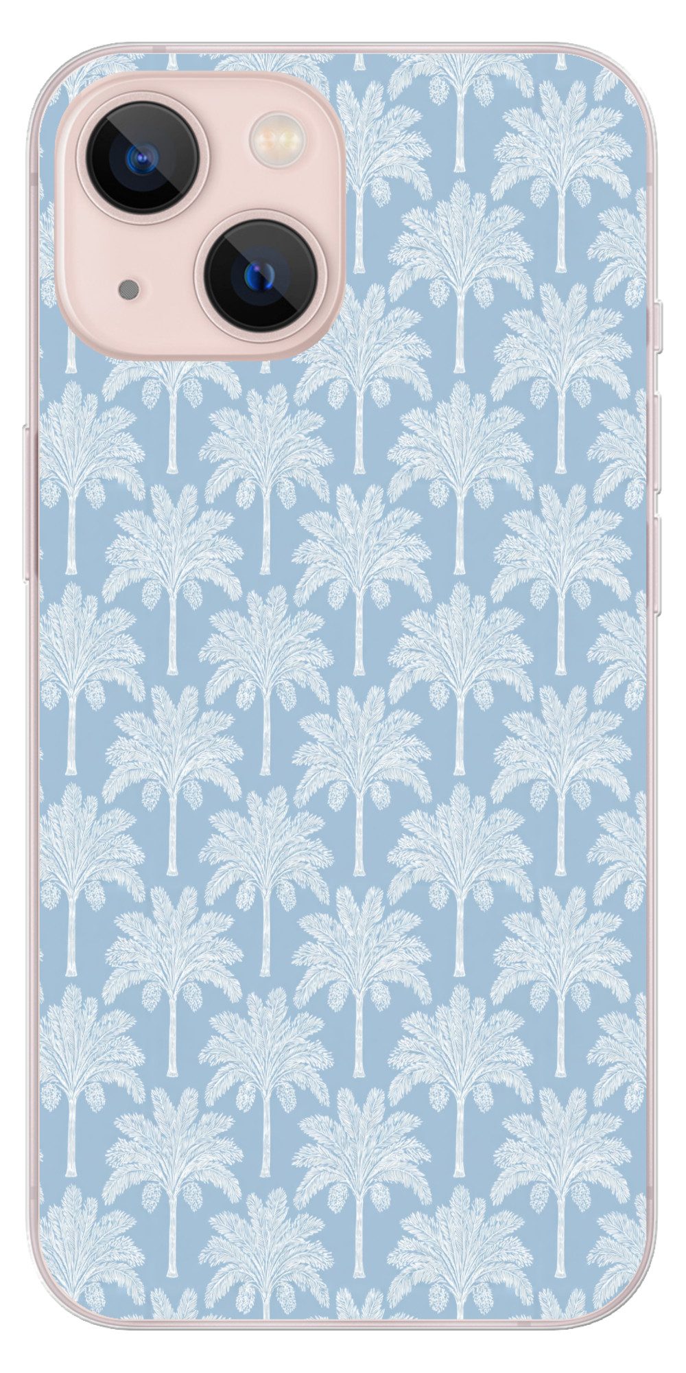 MuchoWow Handyhülle für Apple iPhone 13 Palme - Modern - Blau, Smartphone-Bumper, Print, Handy Schutzhülle Dünn