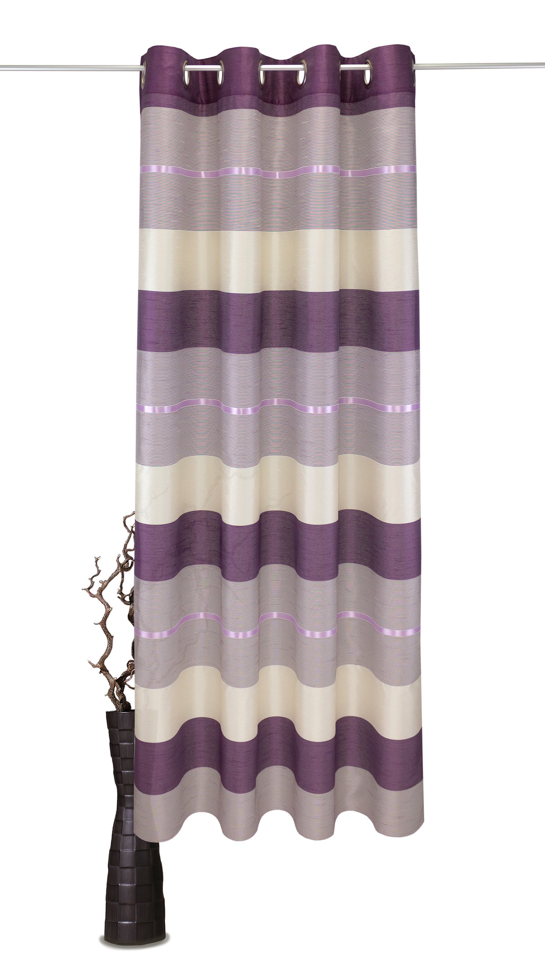 Vorhang Solea, VHG, Ösen (1 St), halbtransparent, Polyester, Schal beige-lila