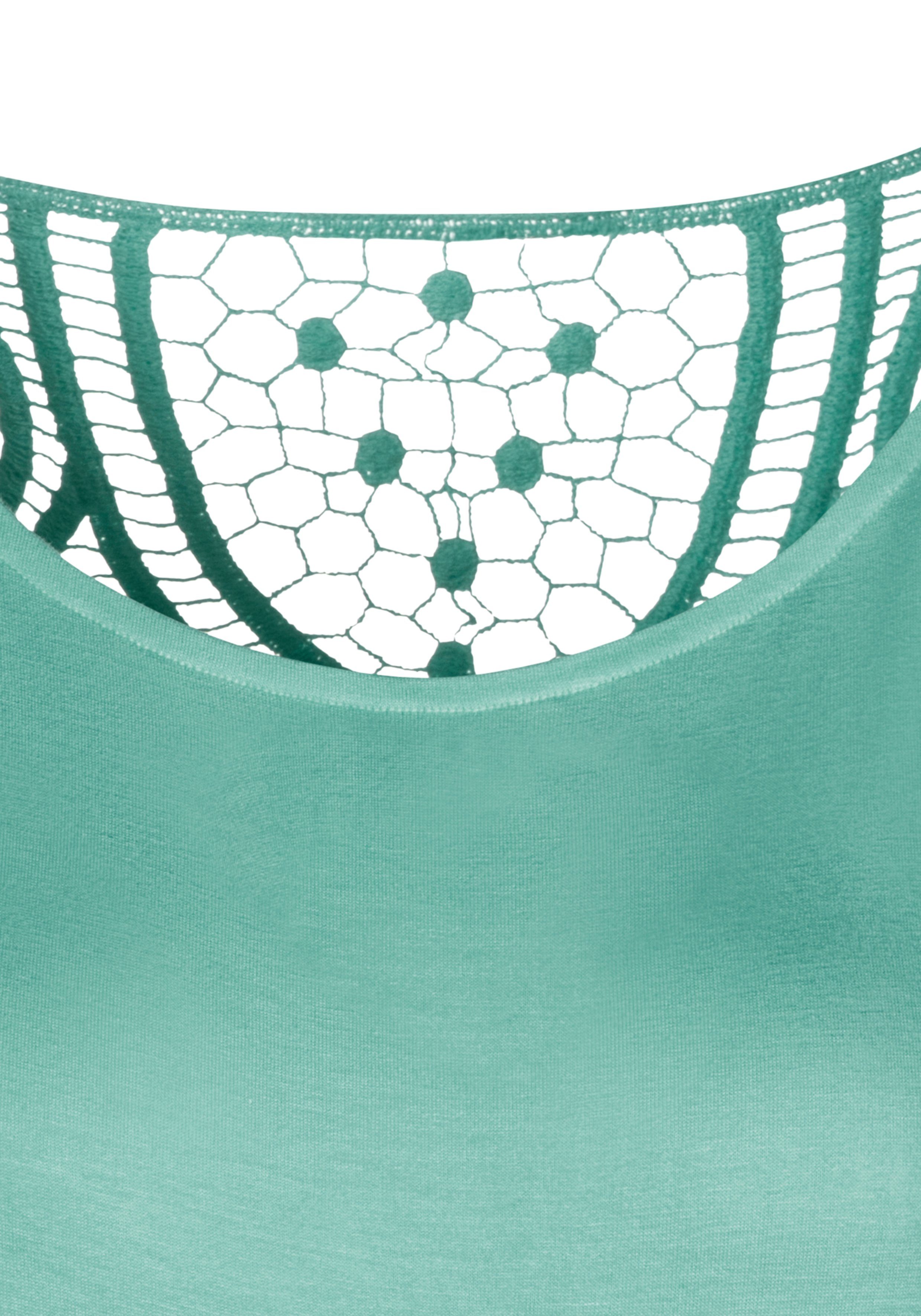 Vivance by Lascana Kurzarmshirt mit Spitzeneinsatz im Rücken aus elastischem Viskose Jersey – Bild 4 von 5