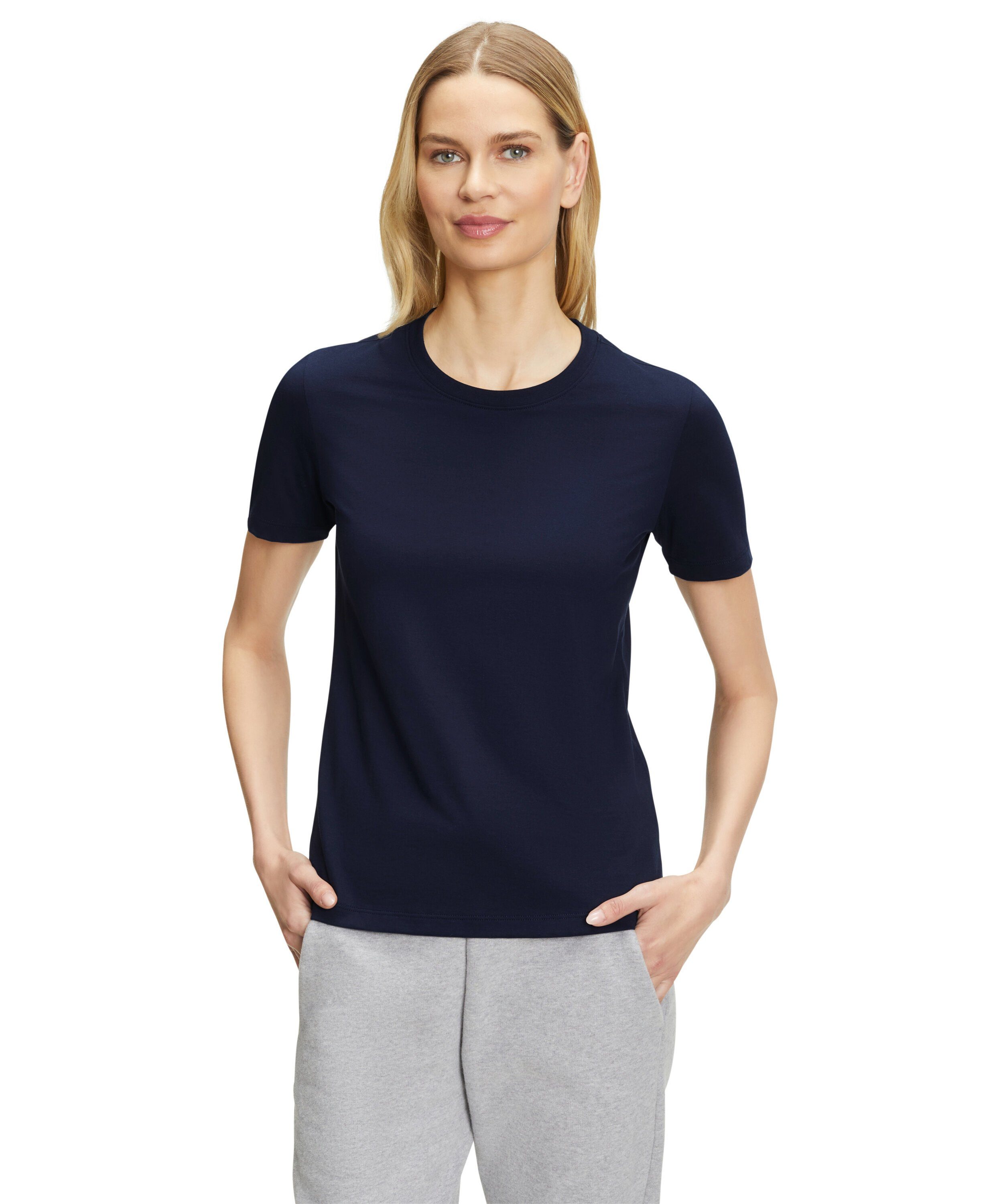 FALKE T-Shirt (1-tlg) aus reiner Baumwolle space blue (6116)